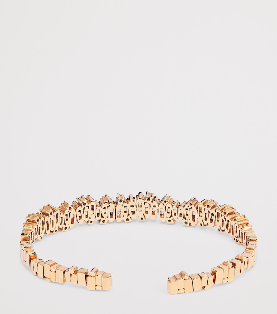 Suzanne Kalan Rose Gold, Diamond and Rainbow Sapphire Shimmer Audrey Bangle Rg/rs Image 3