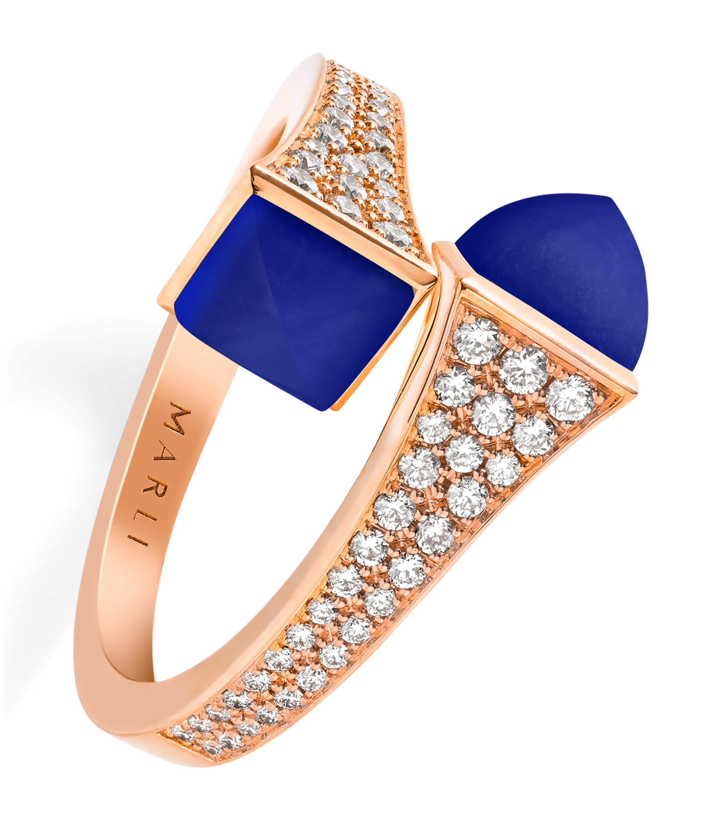Marli New York Midi Rose Gold, Diamond And Lapis Lazuli Cleo Ring In Rose Gold