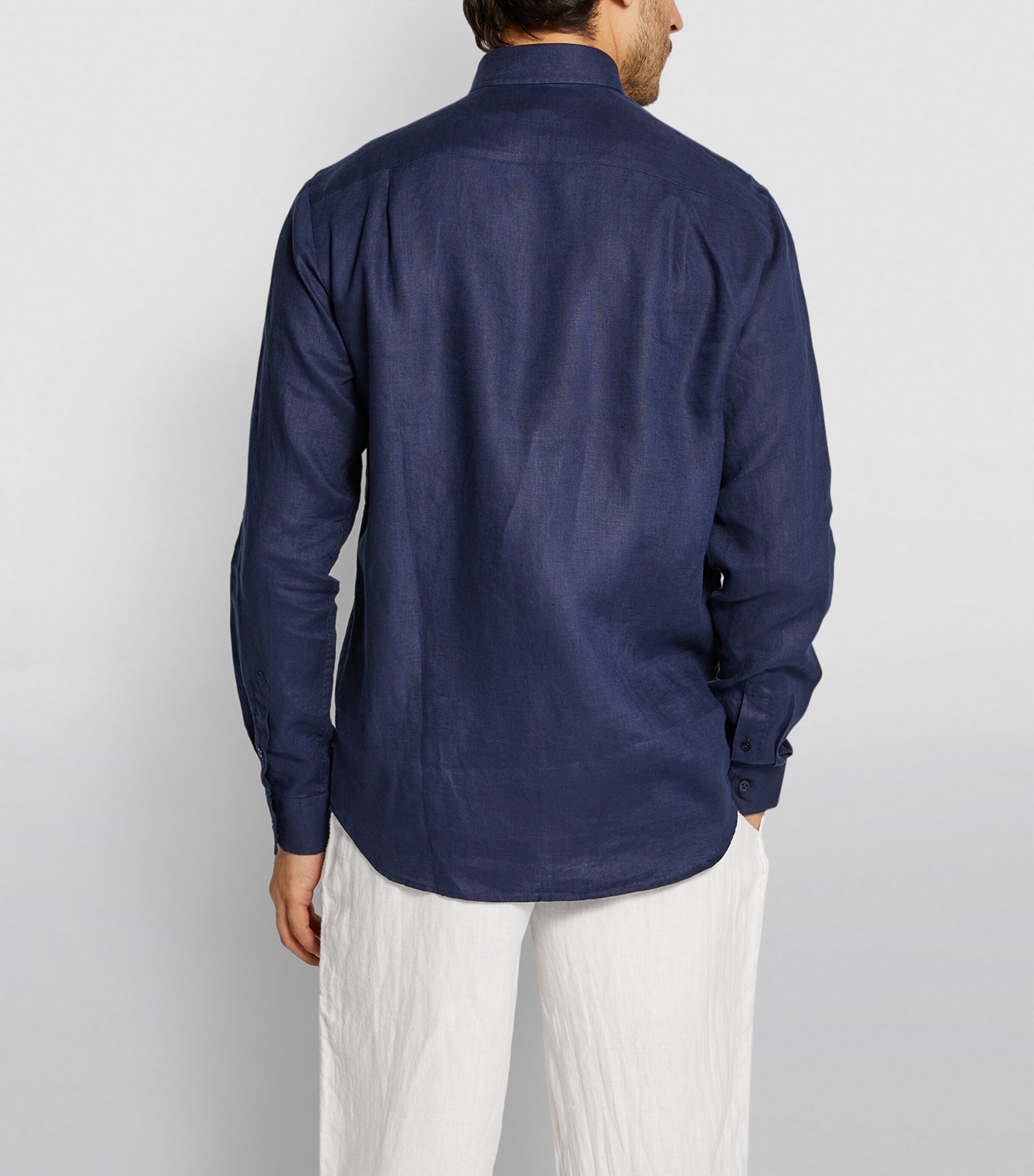 Vilebrequin Mens Linen Caroubis Shirt Blue Marine Image 8
