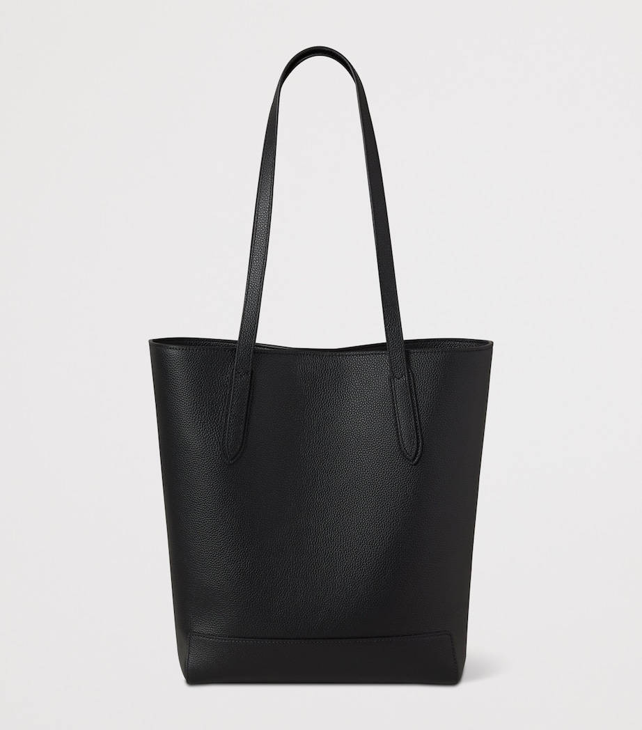 Leather North South Tote Bag BLACK Image 3