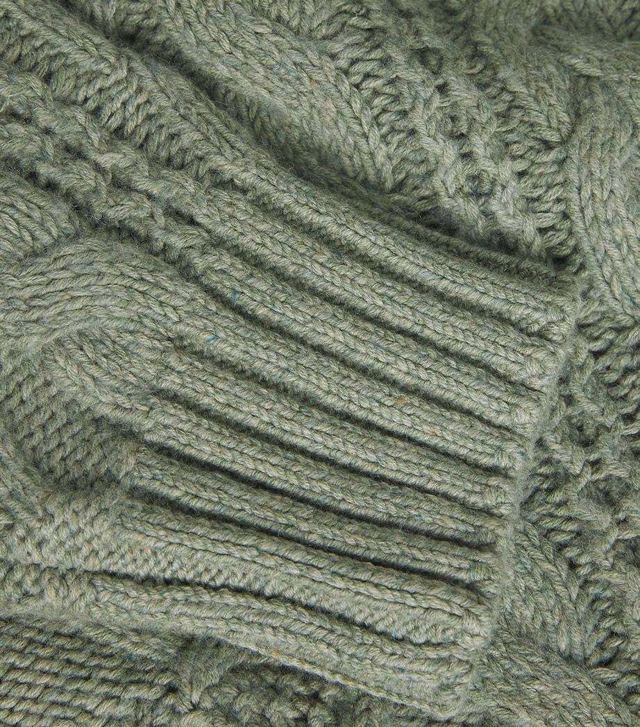Cotton-Blend Fisherman’s Sweater GREEN Image 5