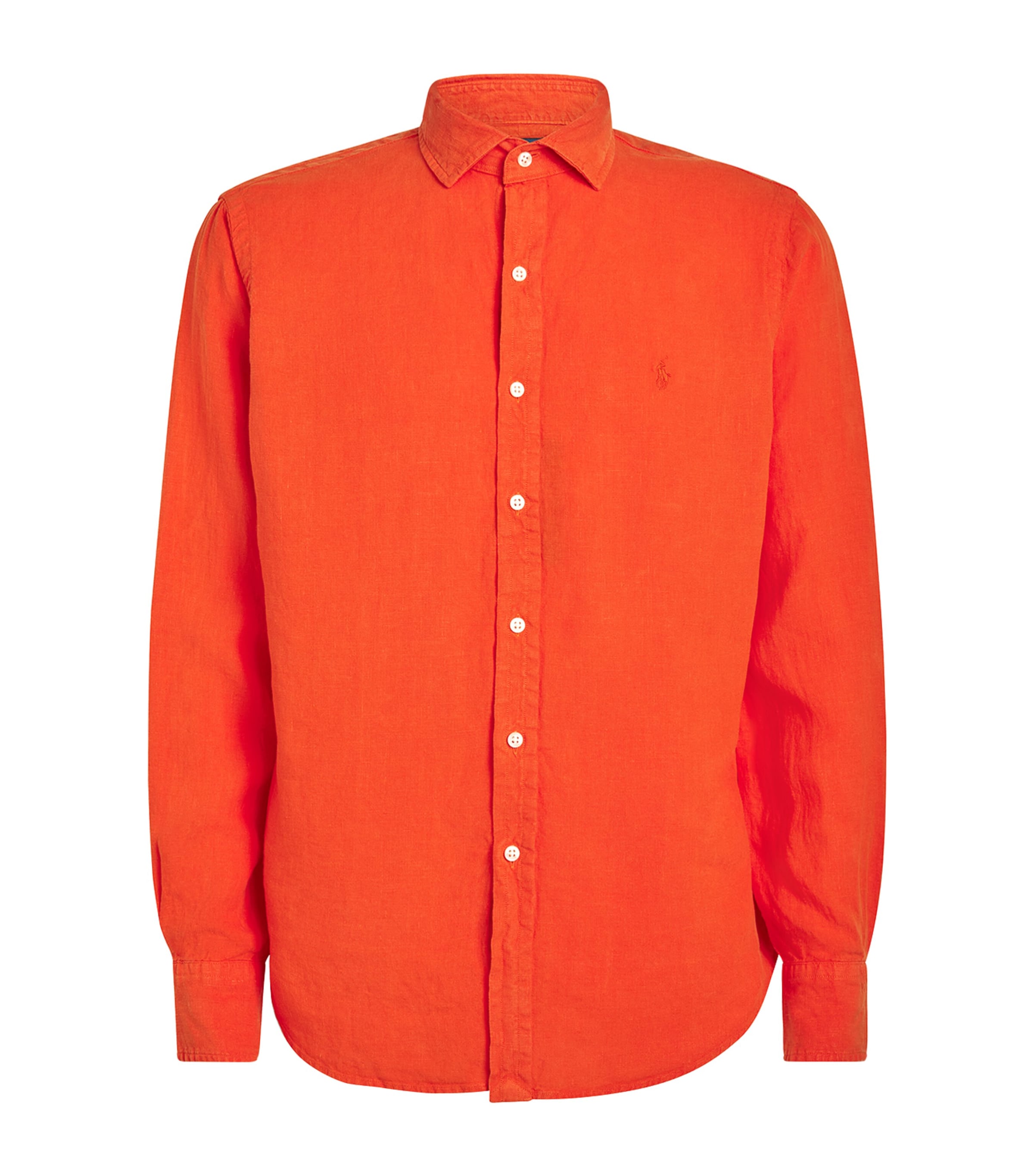 Polo Ralph Lauren Mens Linen Custom-Fit Shirt Sailing Orange Image 1