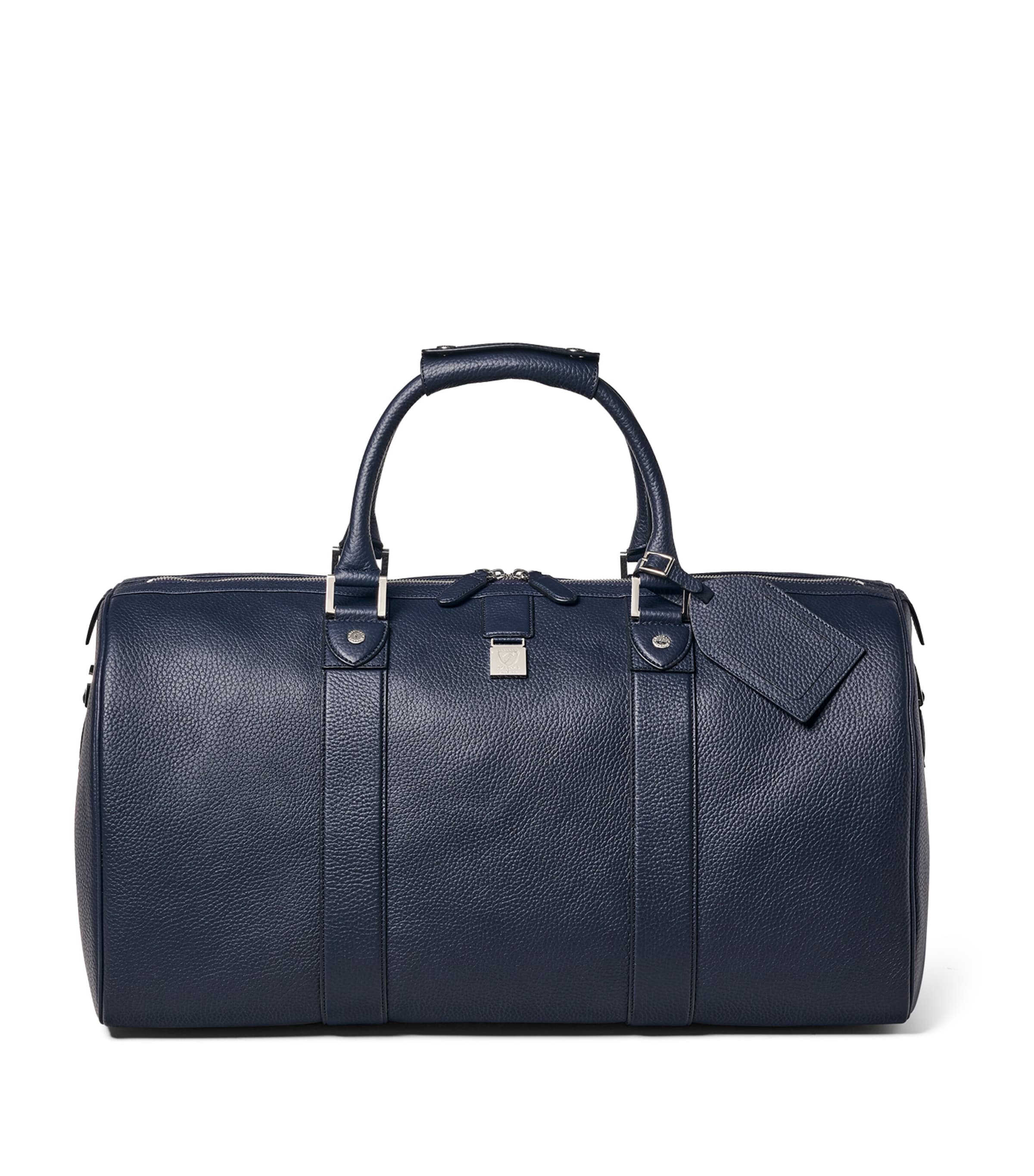 Leather Boston Holdall NAVY Image 2