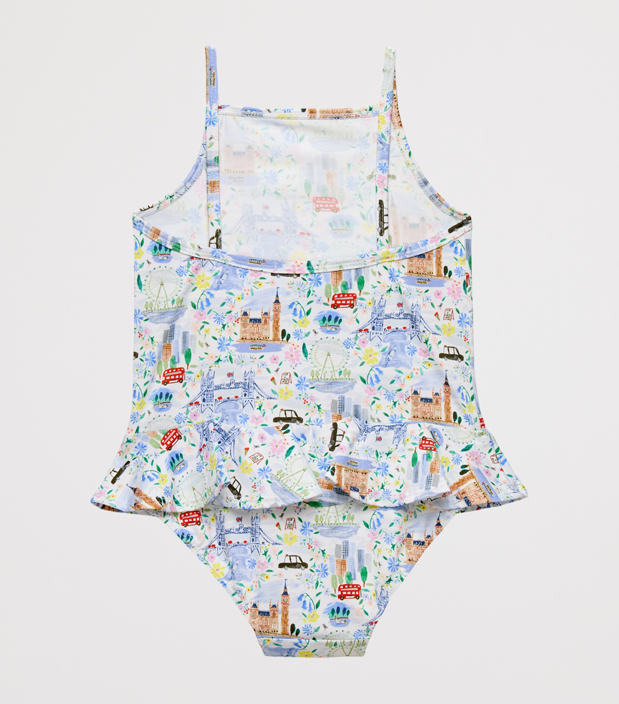 Trotters London Print Peplum Swimsuit (3-24 Months) Multi London Scenes Image 2