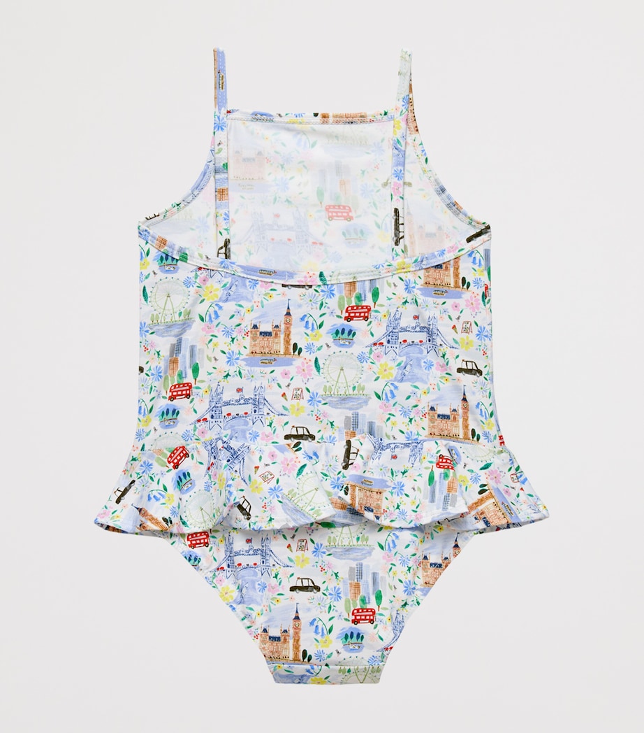 Trotters London Print Peplum Swimsuit (3-24 Months) Multi London Scenes Image 2