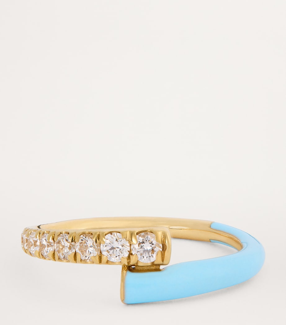 Yellow Gold, Diamond and Enamel Lola Pinky Ring YELLOW GOLD Image 4