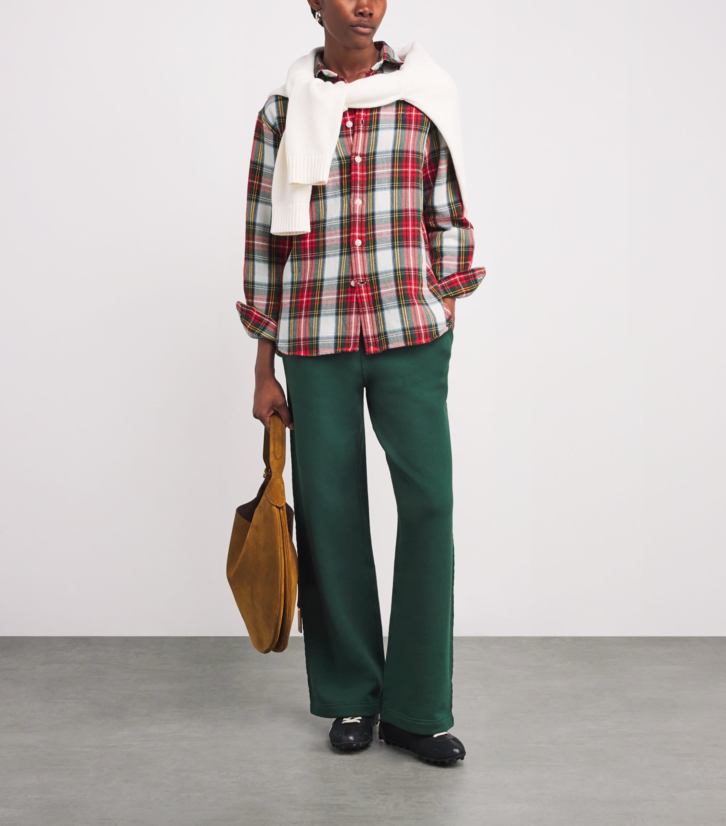 Cotton Plaid Shirt 1957 RED-CREAM-GREEN Image 2