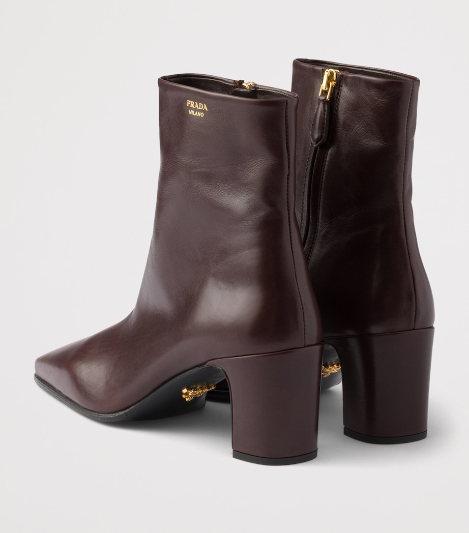 Prada Womens Calfskin Ankle Boots 65 Brown Image 4
