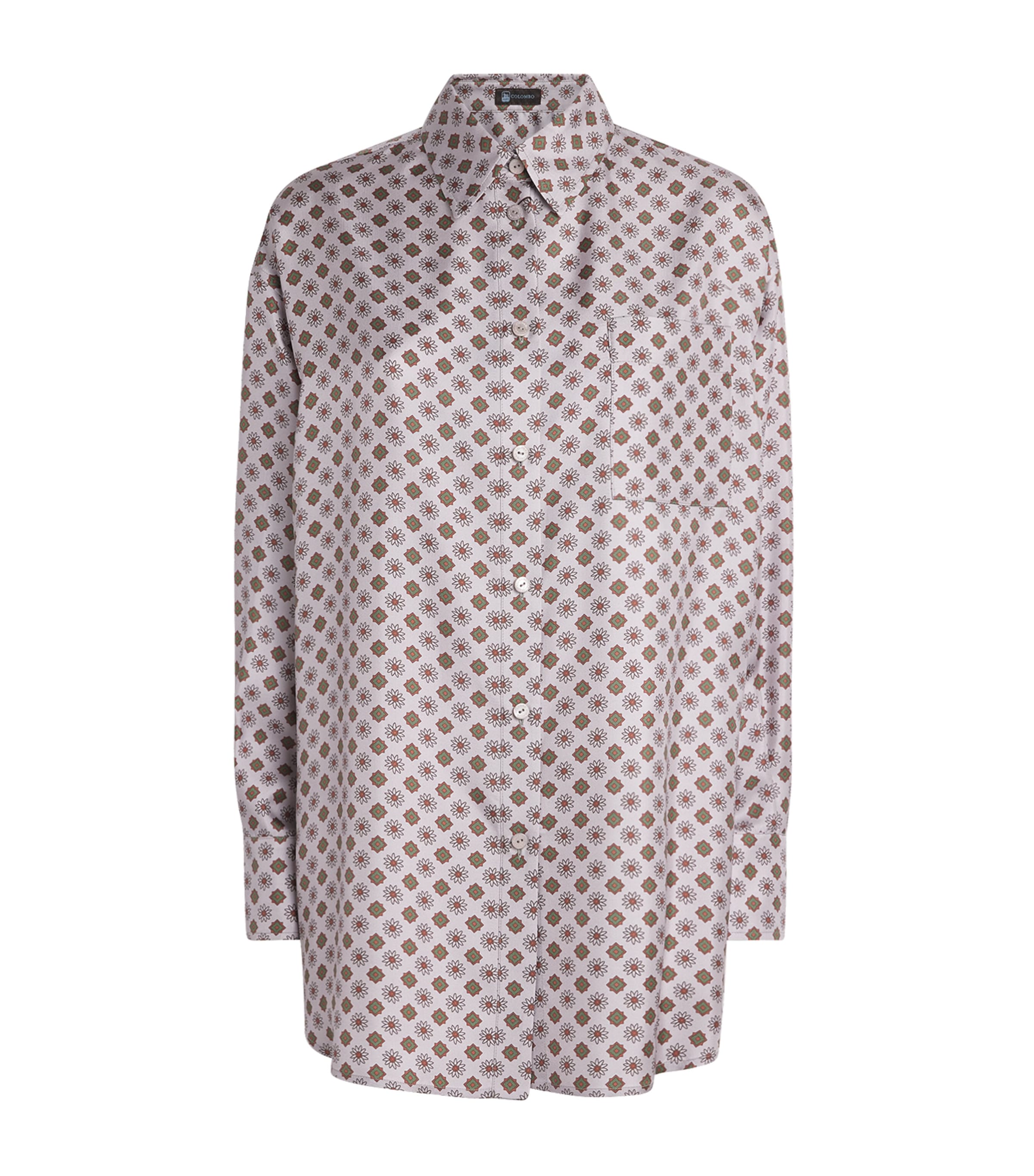 Colombo Womens Silk Twill Printed Shirt Edelweiss Print Image 1
