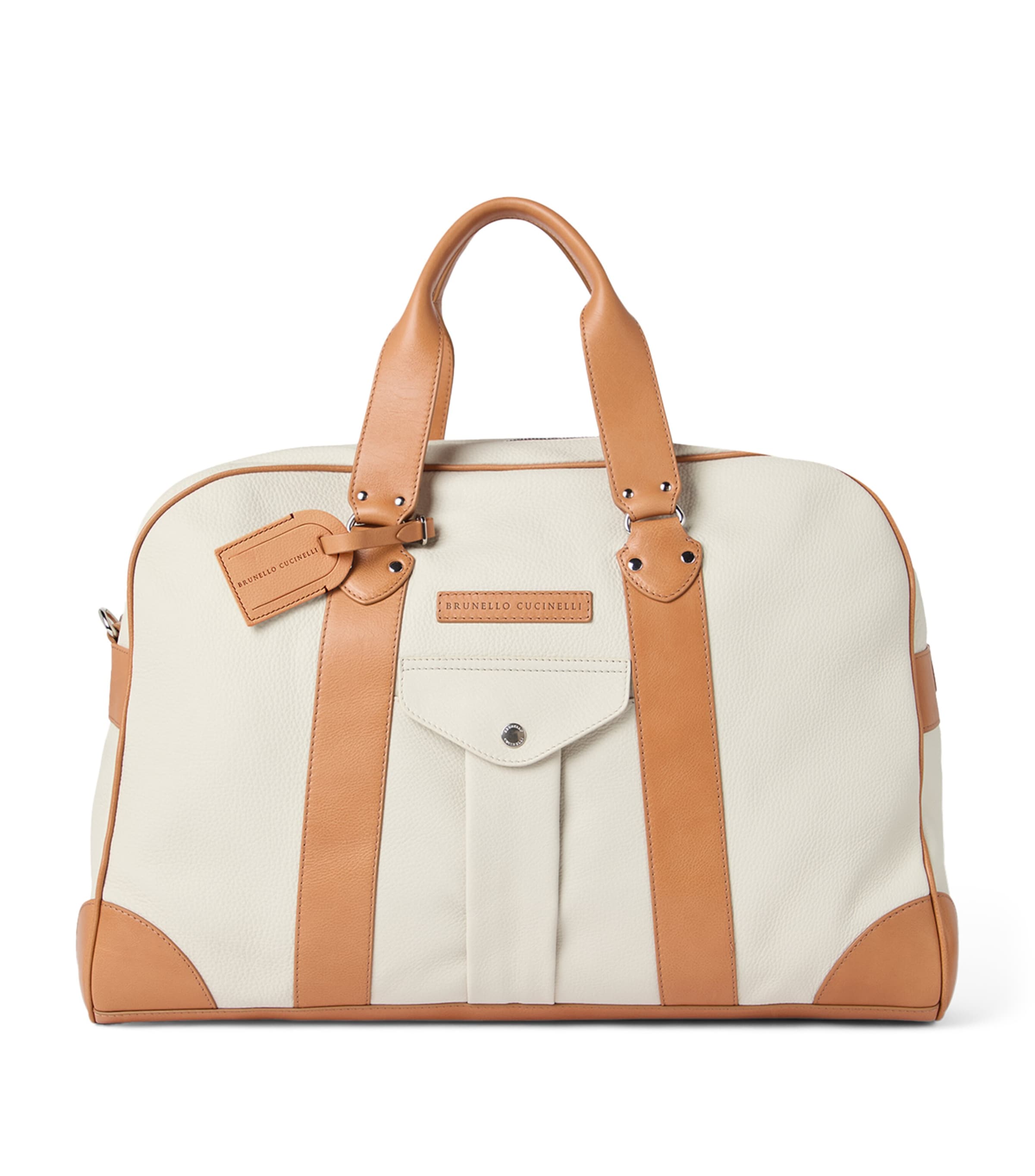 Brunello Cucinelli Grained Calfskin Street Bag In White