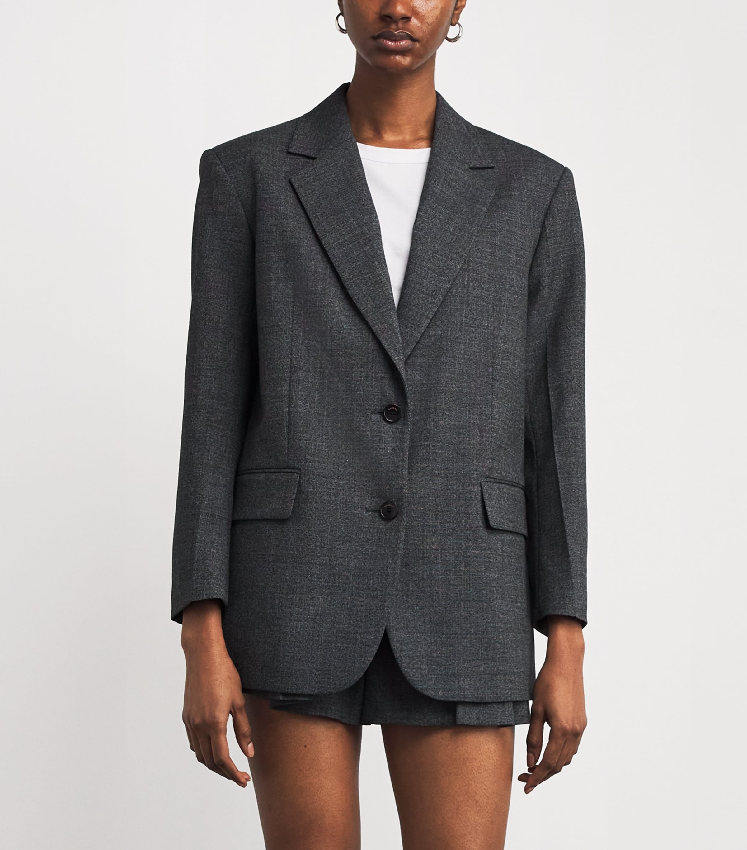 Boxy Single-Breasted Blazer LIGHT GREY Image 3