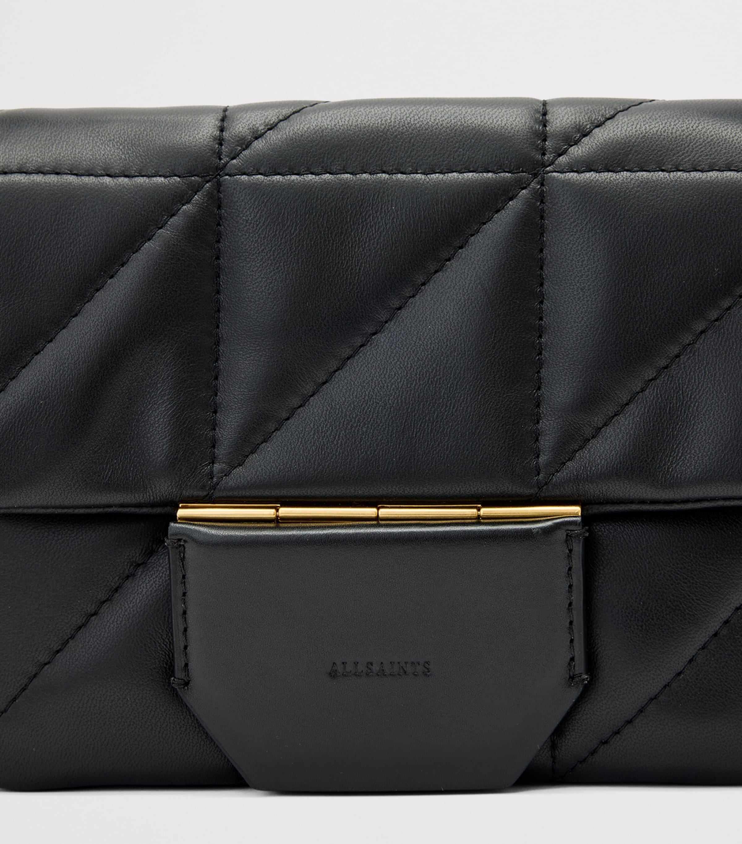 AllSaints Quilted Leather Jupiter Cross-Body Bag Black Image 6