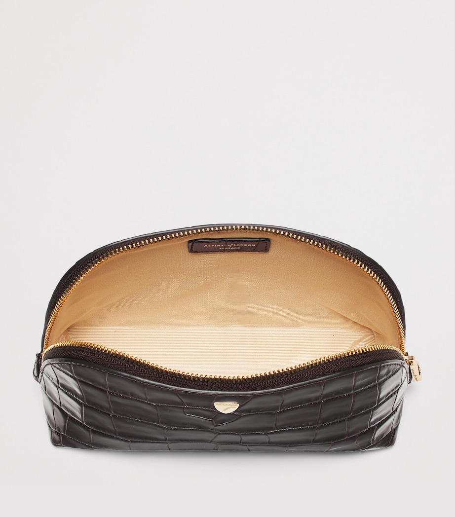 Aspinal Of London Small Leather Croc-Embossed Cosmetic Case Amazonbrown Image 4