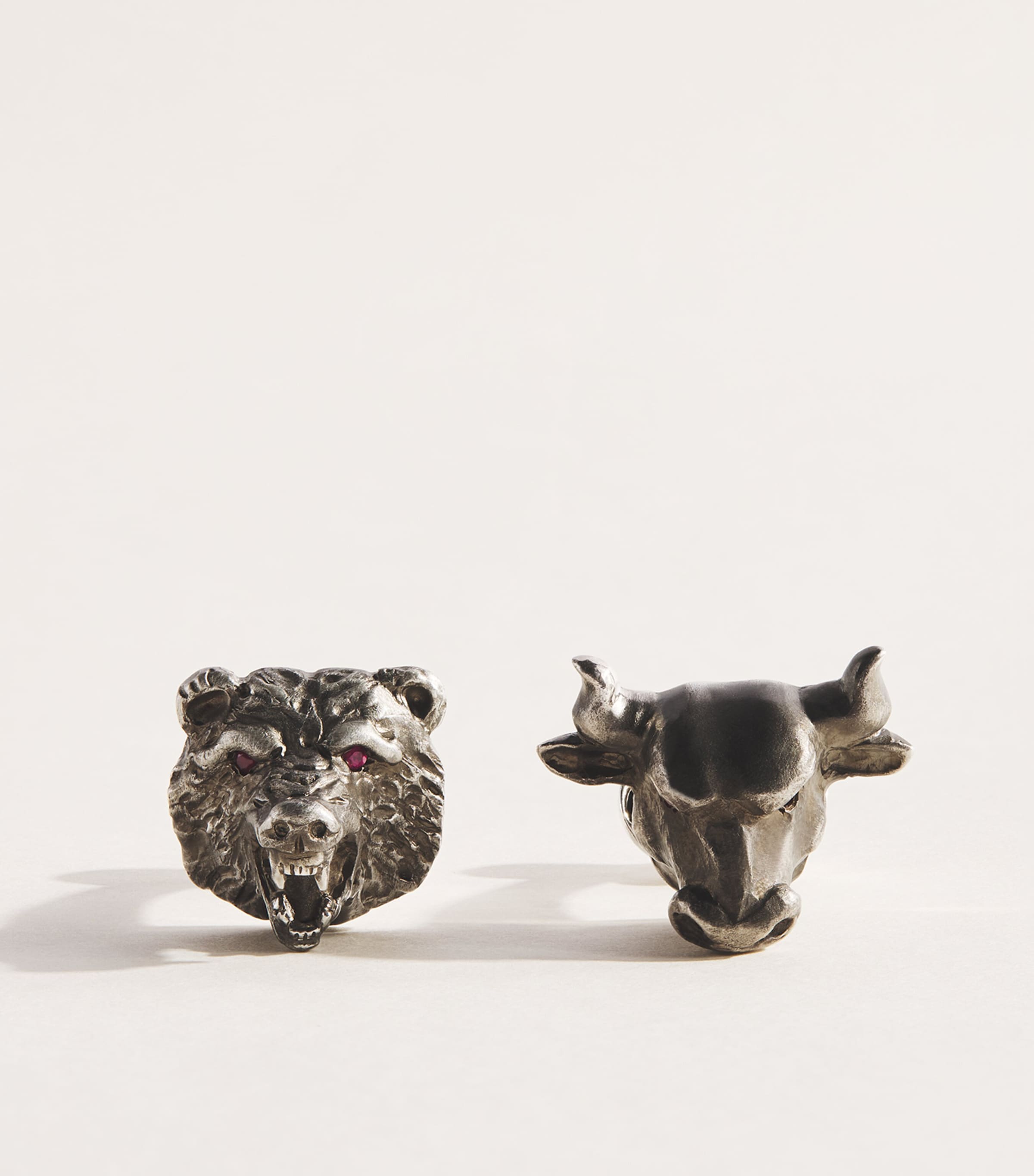 Deakin & Francis Sterling Silver Bull & Bear Cufflinks Black Image 1