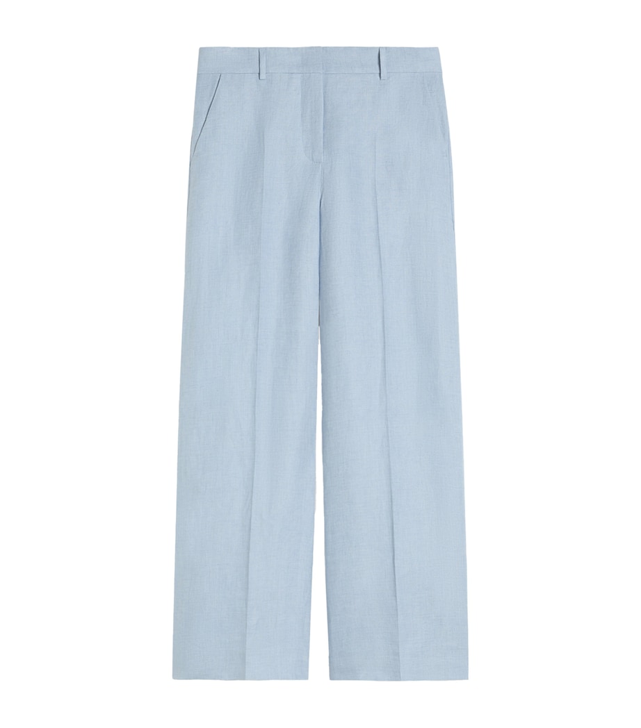 Weekend Max Mara Womens Linen Wide-Leg Trousers Navy Image 1