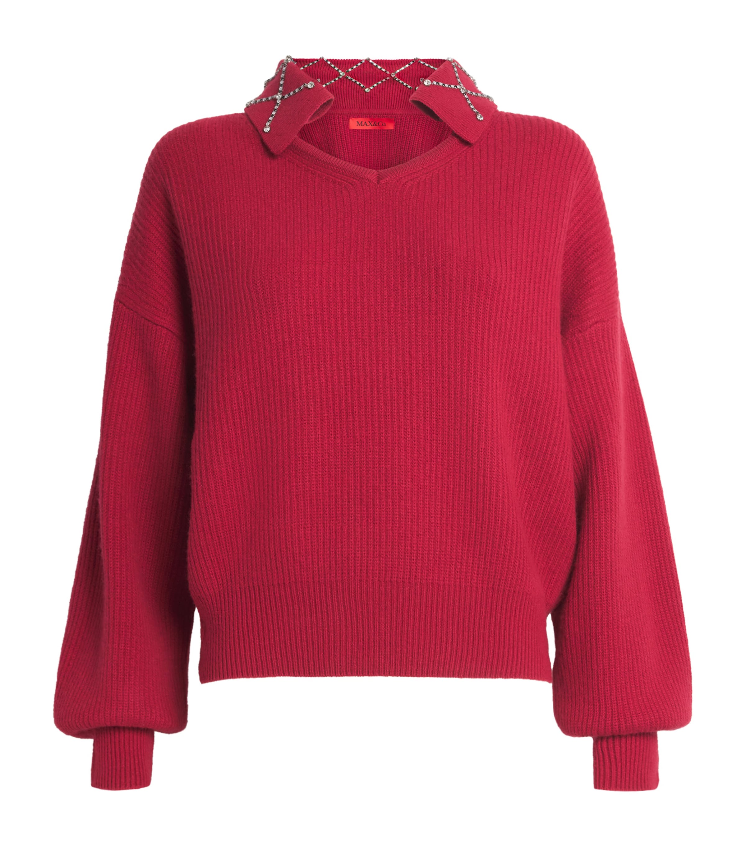 Max & Co Wool-blend Embellished Sweater In Burgundy