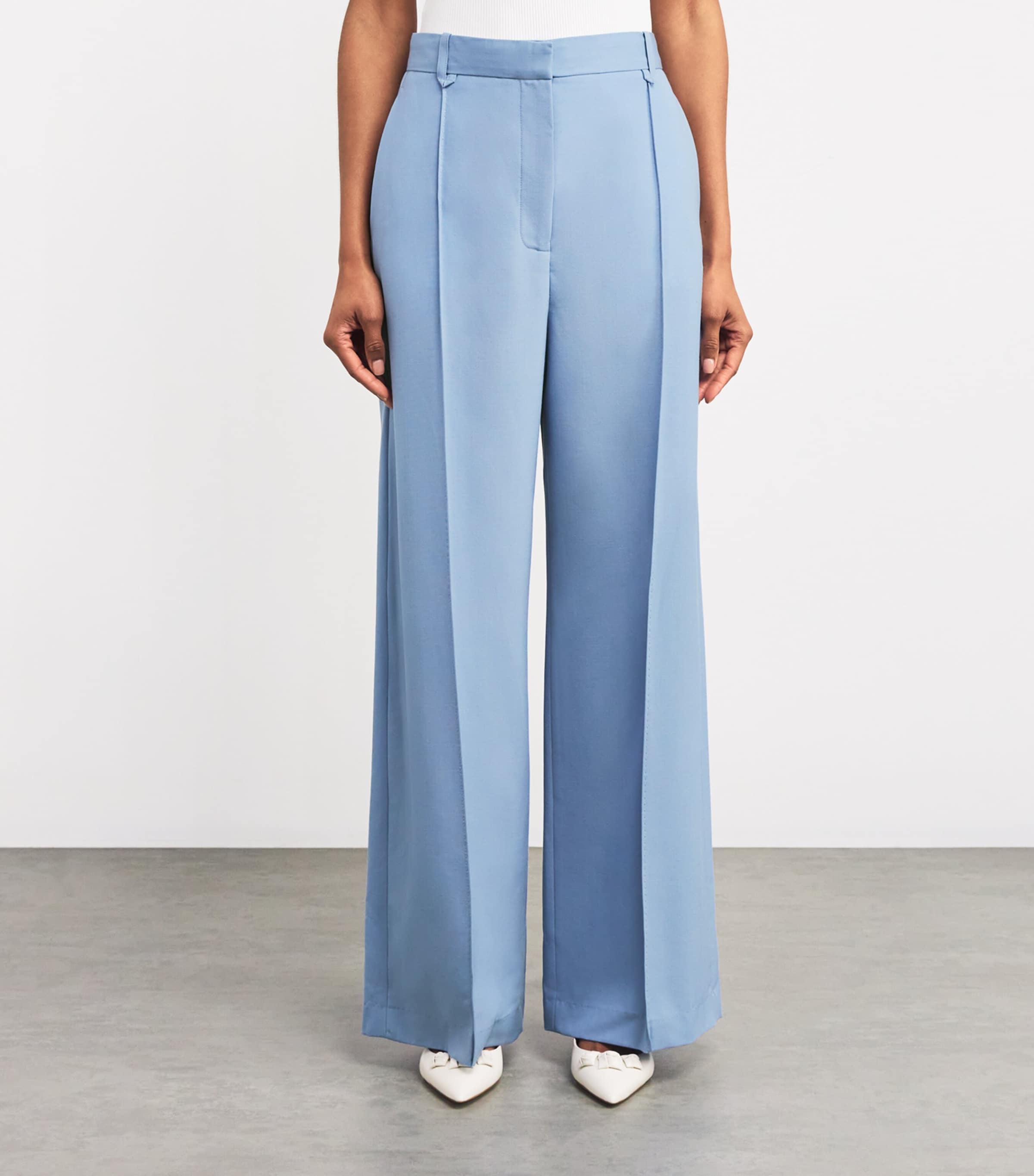 Wool Atlantis Wide-Leg Trousers M60 CORNFLOWER BLUE Image 3