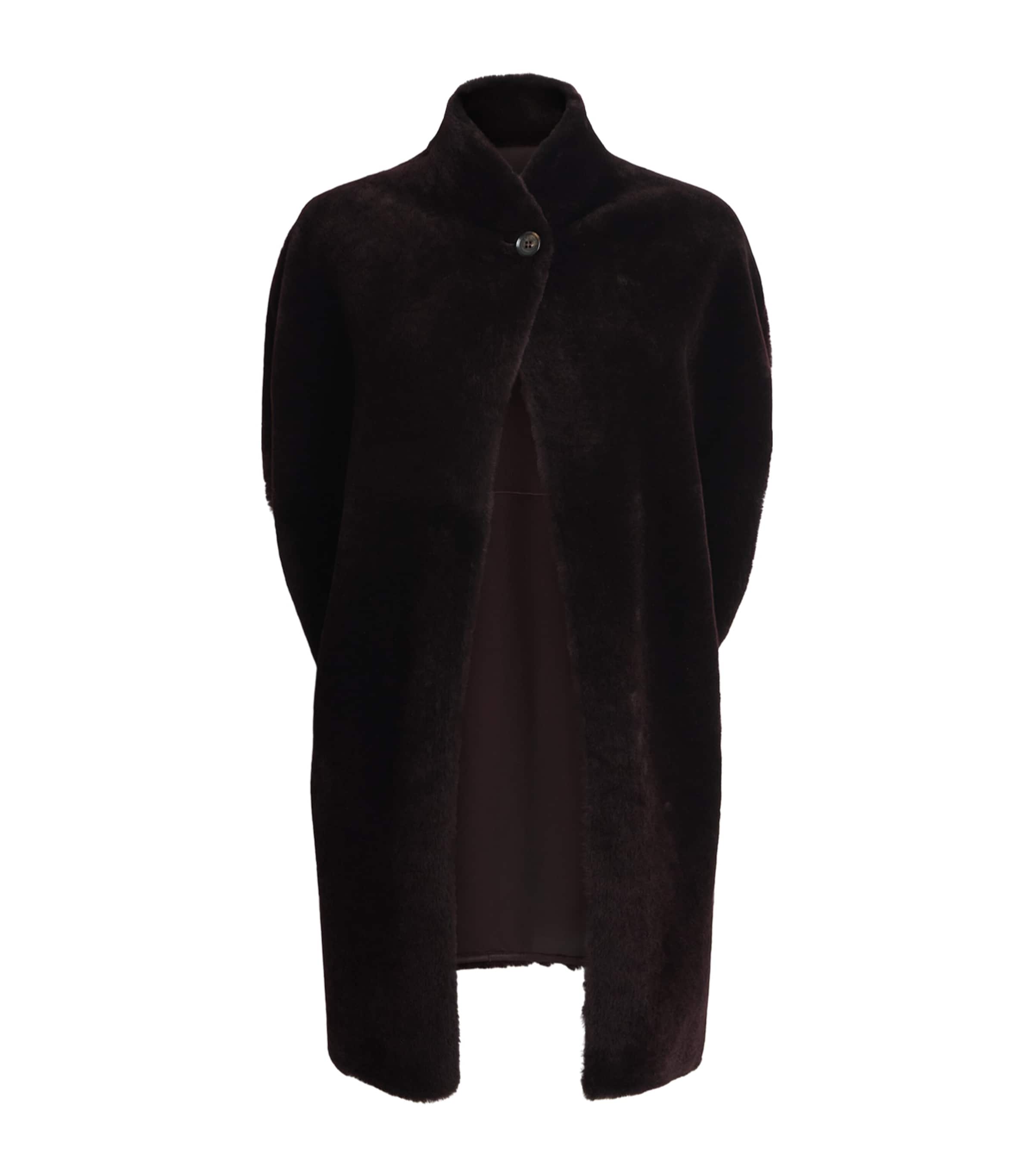 Kiton Womens Shearling Cape Bordeaux Image 1