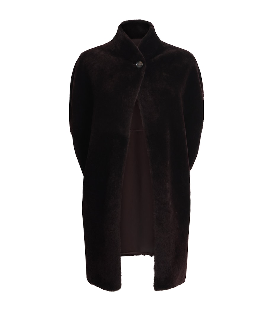 Kiton Womens Shearling Cape Bordeaux Image 1