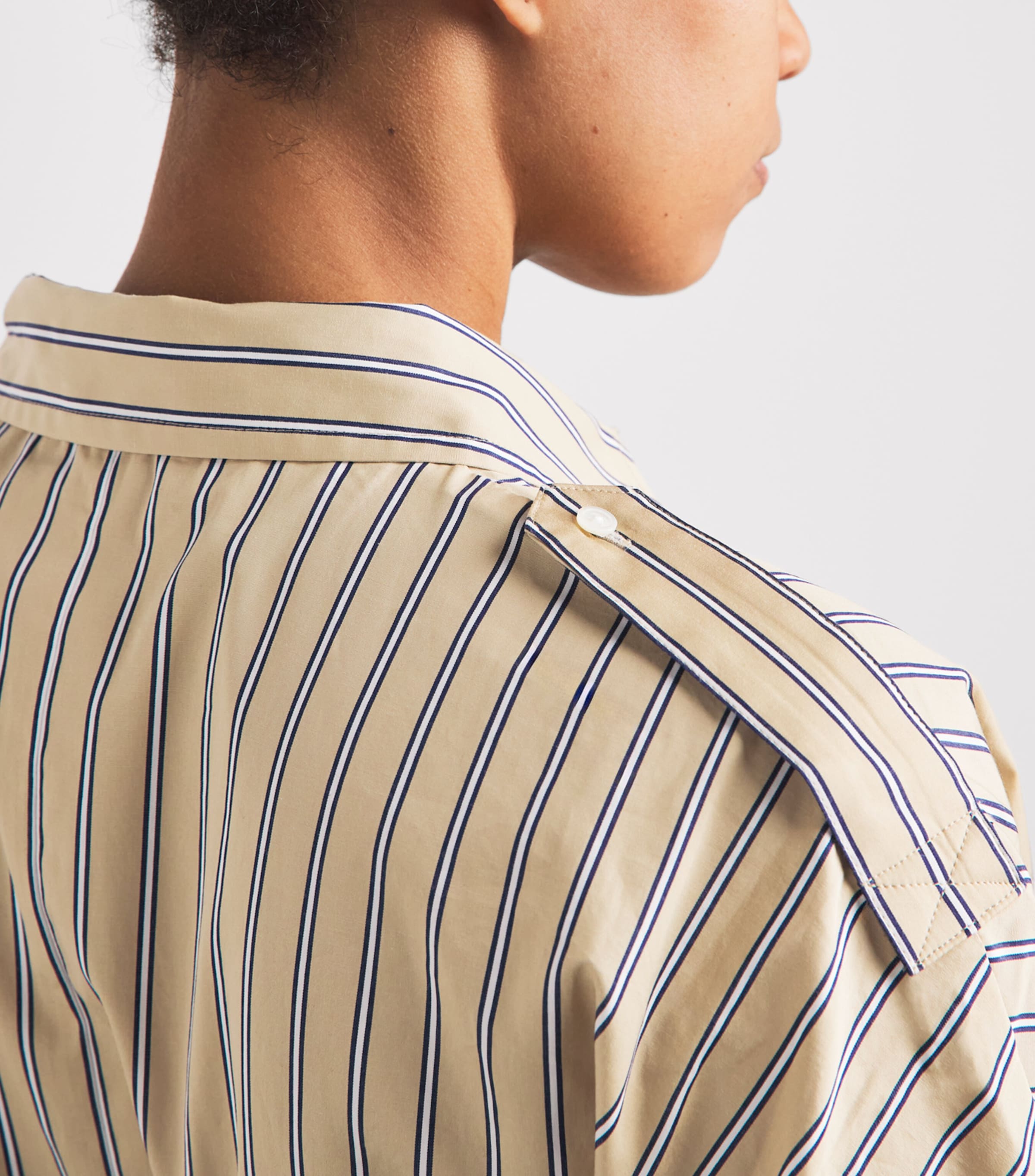 Polo Ralph Lauren Womens Cotton Stripe Midi Shirt Dress Tan Royal Mul Image 5