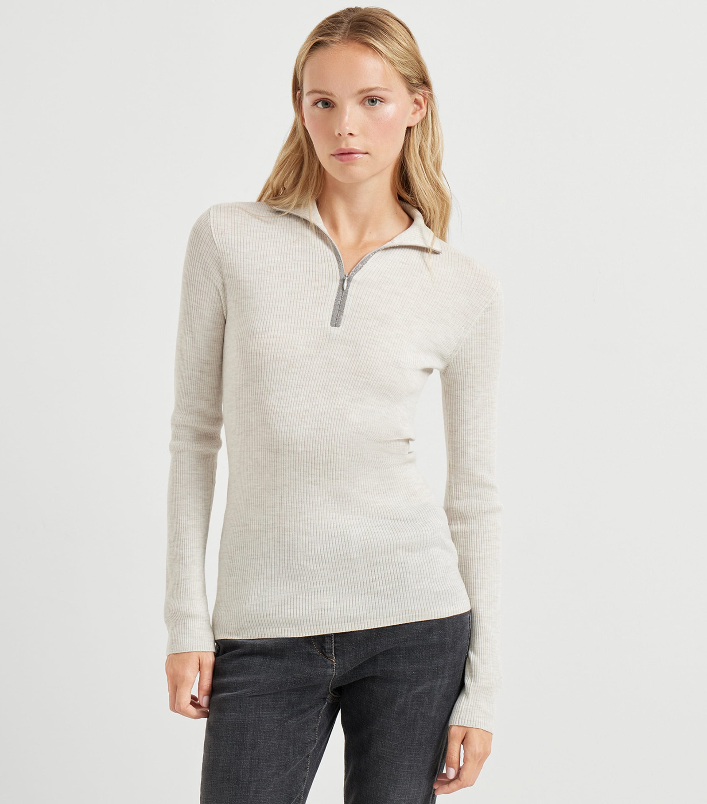 Wool-Cashmere Half-Zip Sweater C9610 Image 2