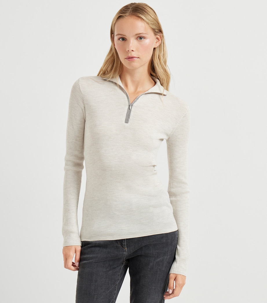 Wool-Cashmere Half-Zip Sweater C9610 Image 2