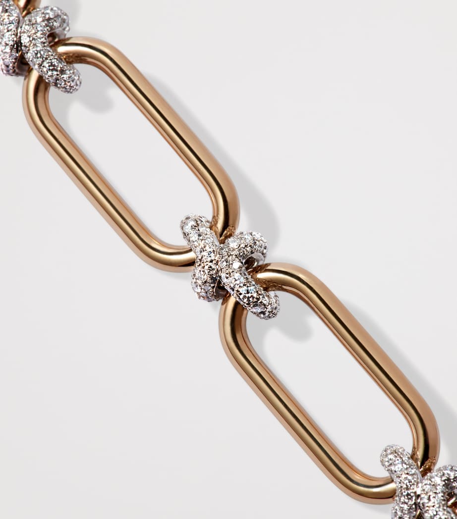 Yellow, White Gold and Diamond Knuckle Heavy Chain Bracelet YELLOW GOLD Image 2