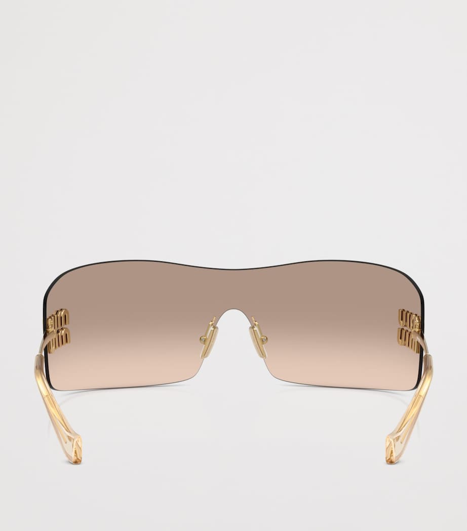 Miu Miu Rimless Shield Sunglasses Gold Image 4