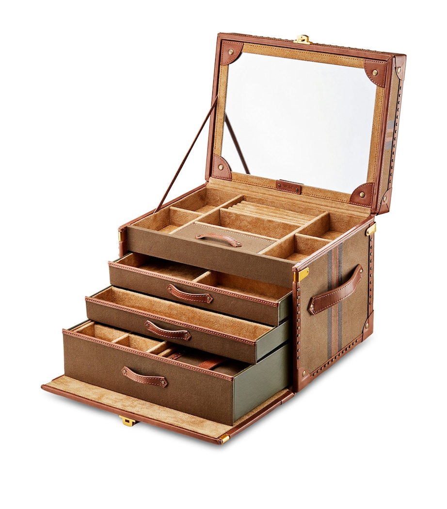 Vegan Leather Ida Trunk Jewellery Box KHAKI Image 7