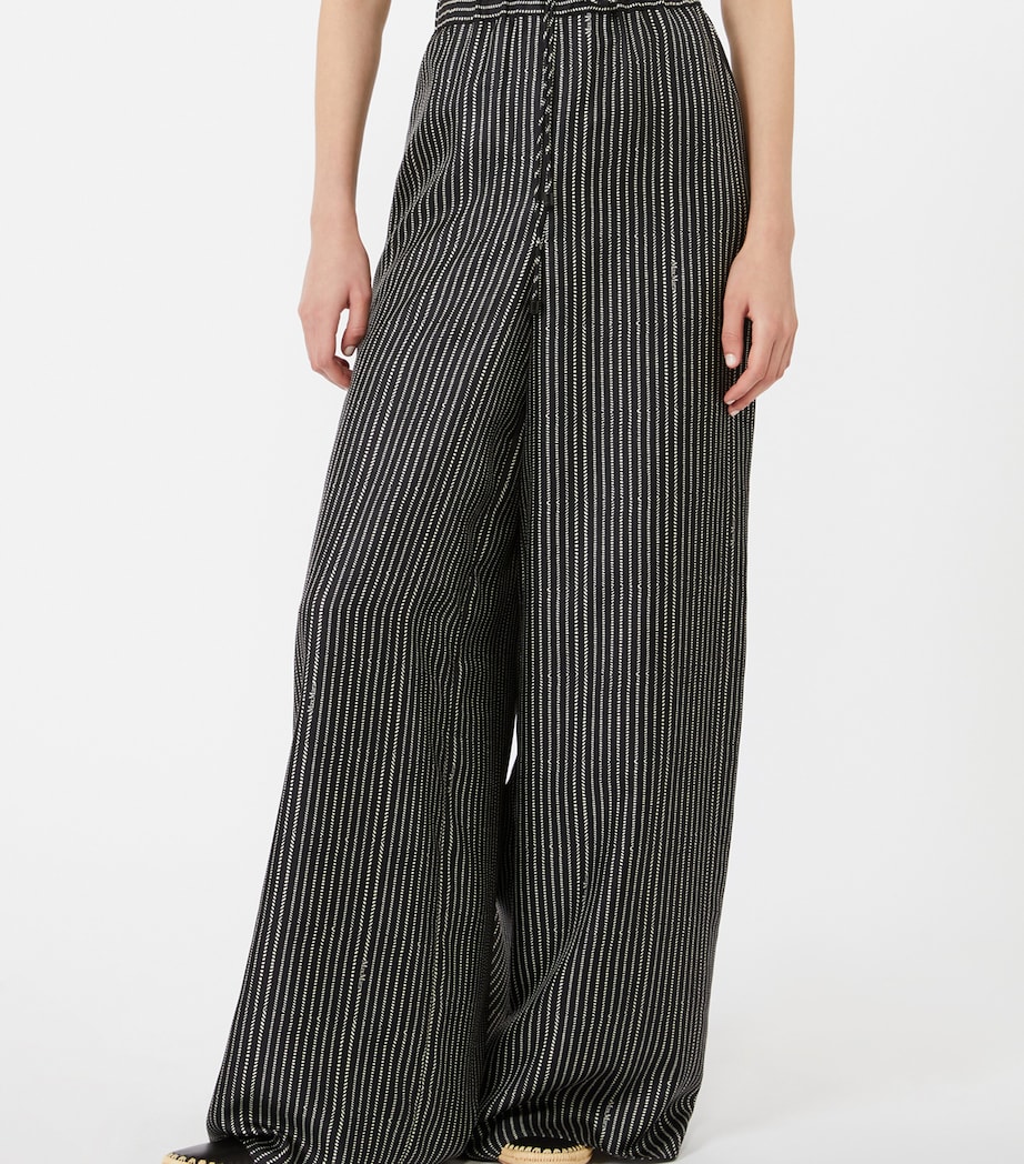 Max Mara Womens Silk Stripe Drawstring Trousers Black White Image 3