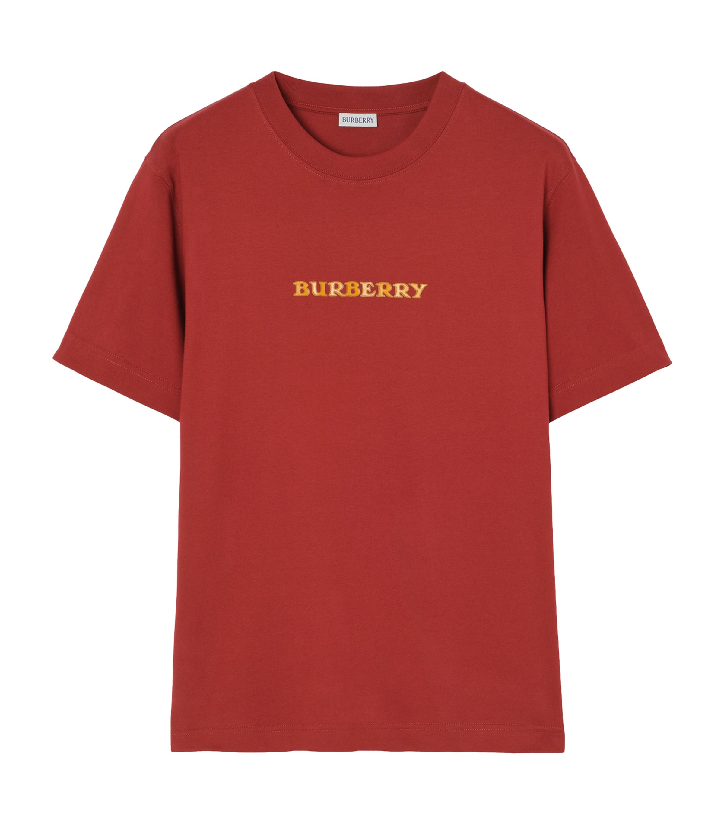 Burberry Mens Cotton Heritage Logo T-Shirt Auburn Brown Image 1
