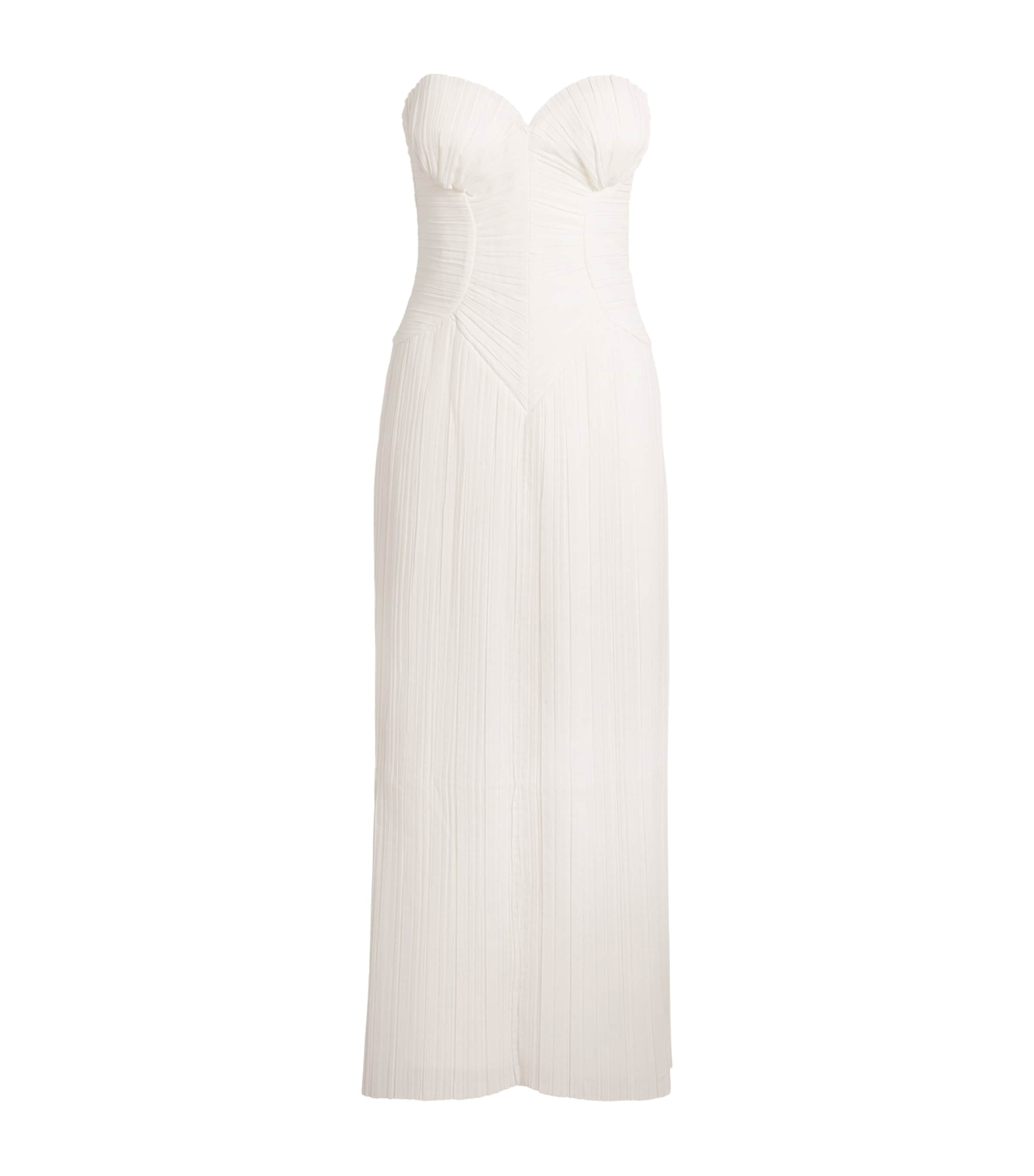 Shop Cult Gaia Plissé Strapless Ashika Gown In Ivory