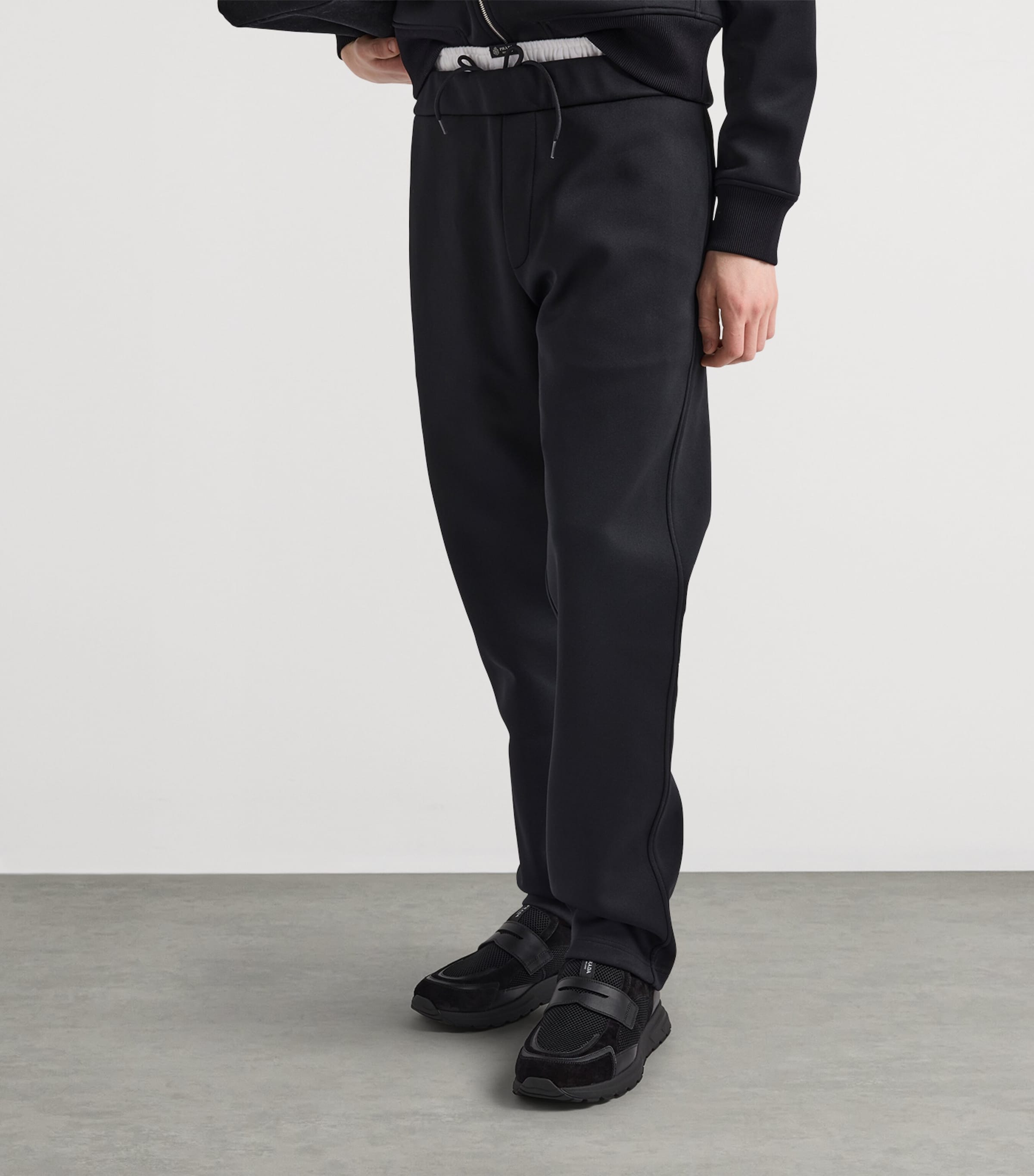 Prada Leather-Mesh Sneakers Black Image 2