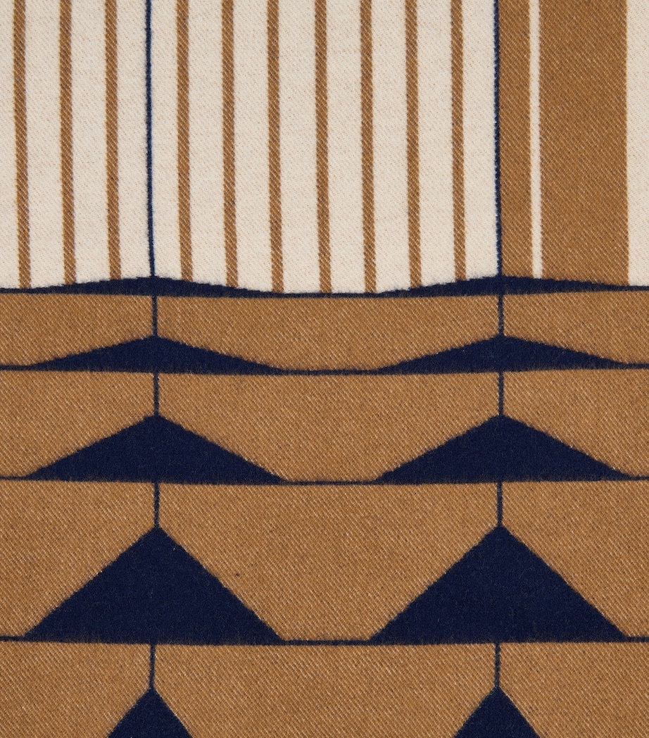 Wool-Cashmere Deco 002 Throw (135cm x 220cm) 8E30 - BLUE/CREAM Image 5