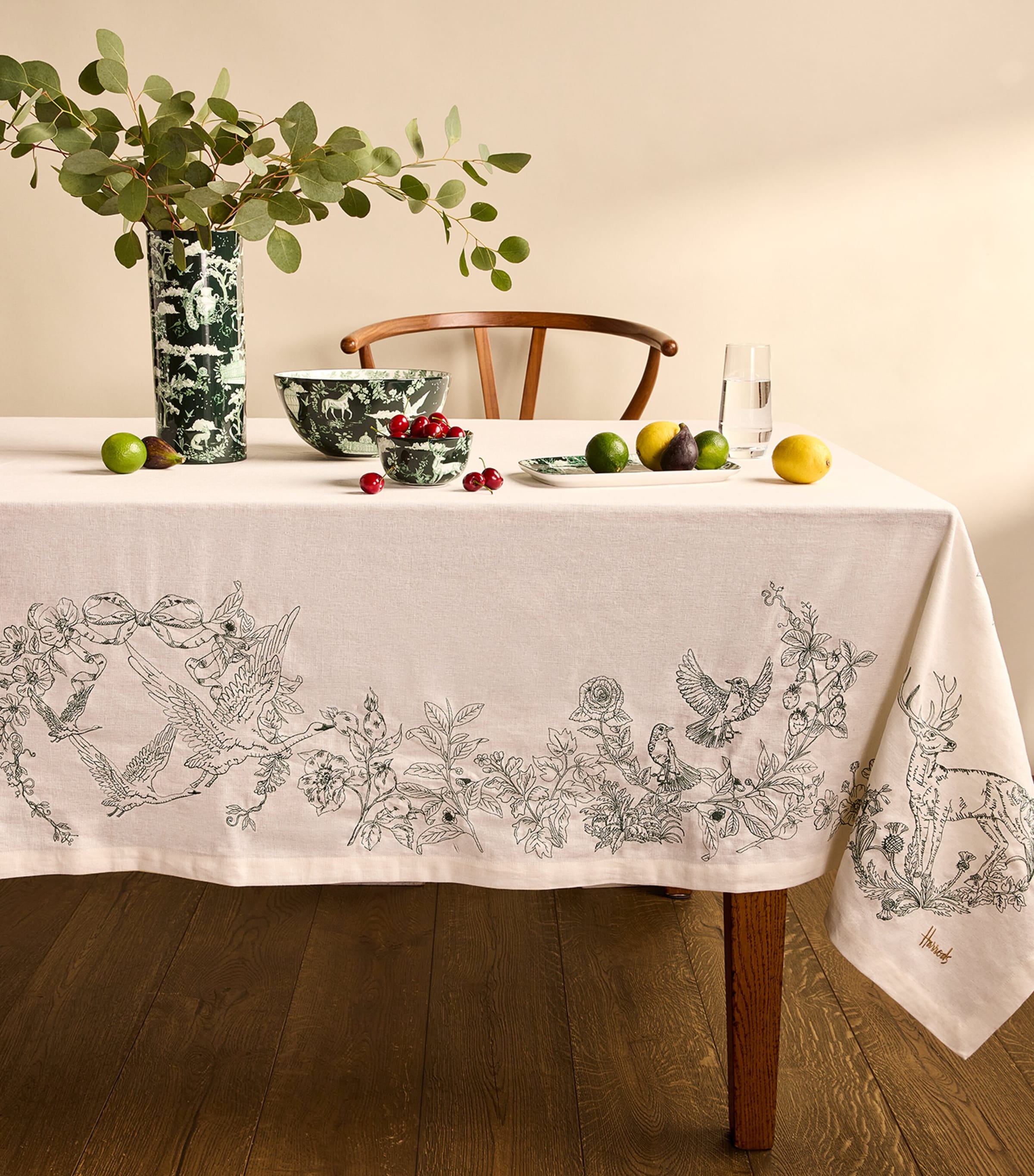 Fine Bone China Toile Vase (28cm) GREEN Image 2