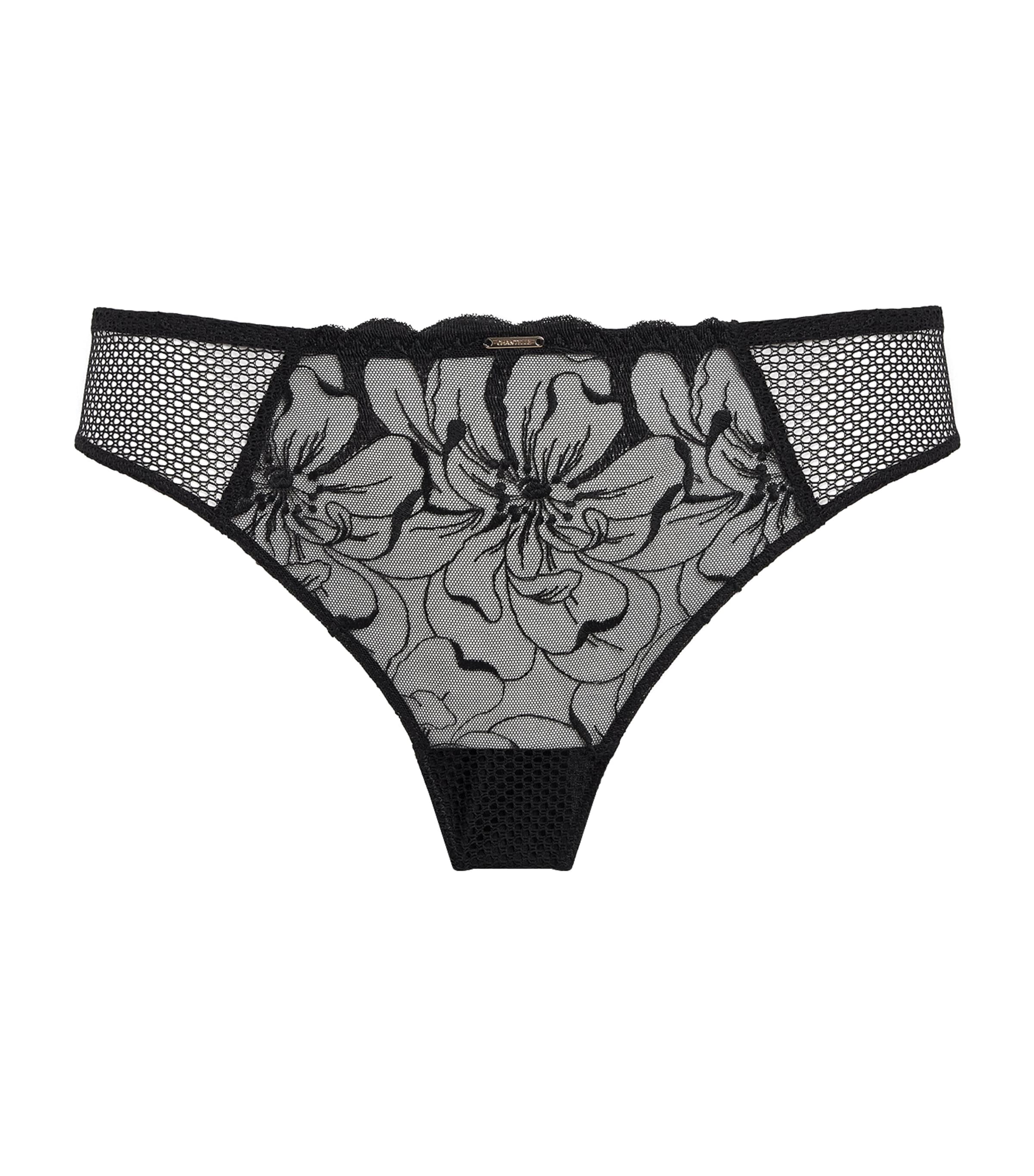 Chantelle Womens Fleurs Tanga Briefs Black Image 1