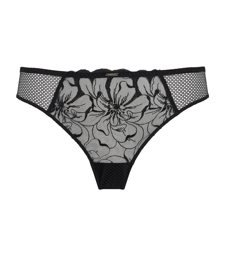 Chantelle Womens Fleurs Tanga Briefs Black Image 1