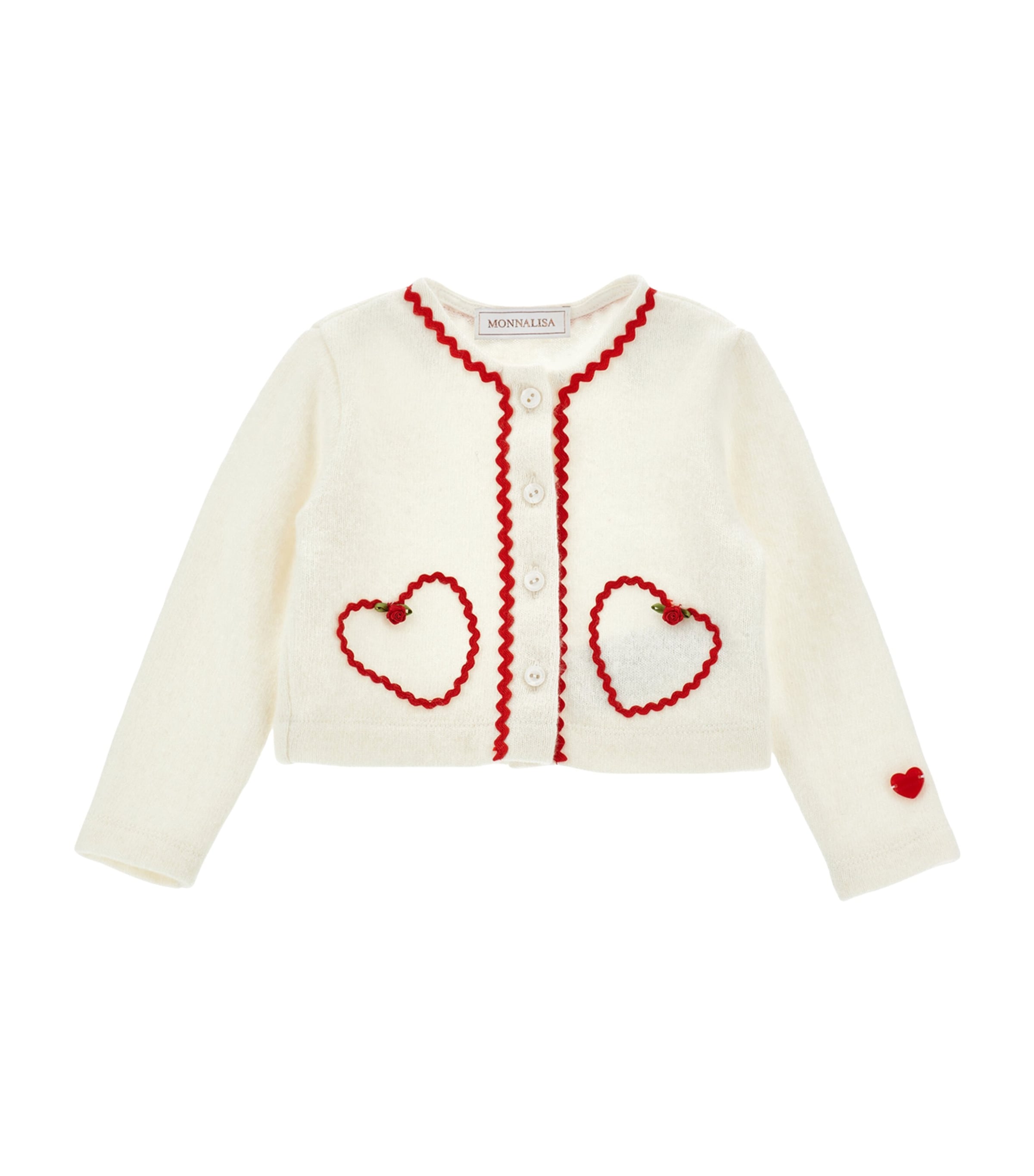 Wool-Blend Heart-Embroidery Cardigan (6-36 Months) ECRU Image 1