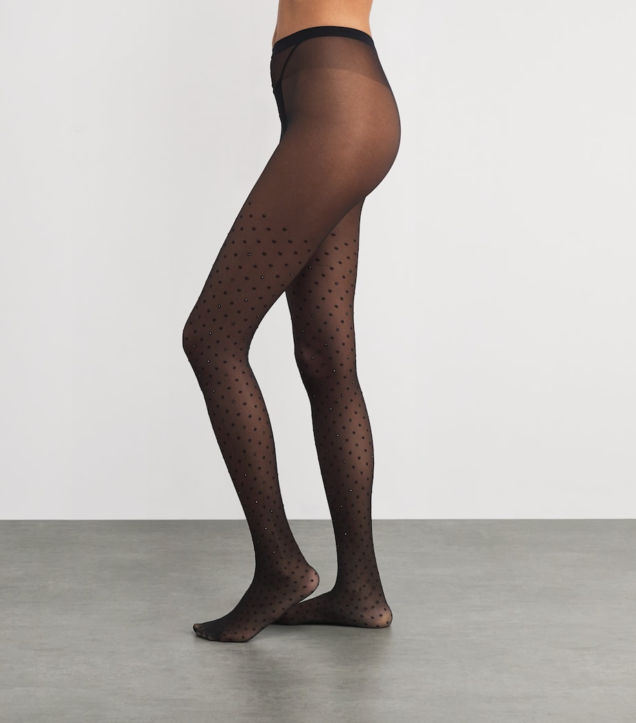 Crystal-Embellished Polka-Dot Tights 8361 BLACK JET Image 3