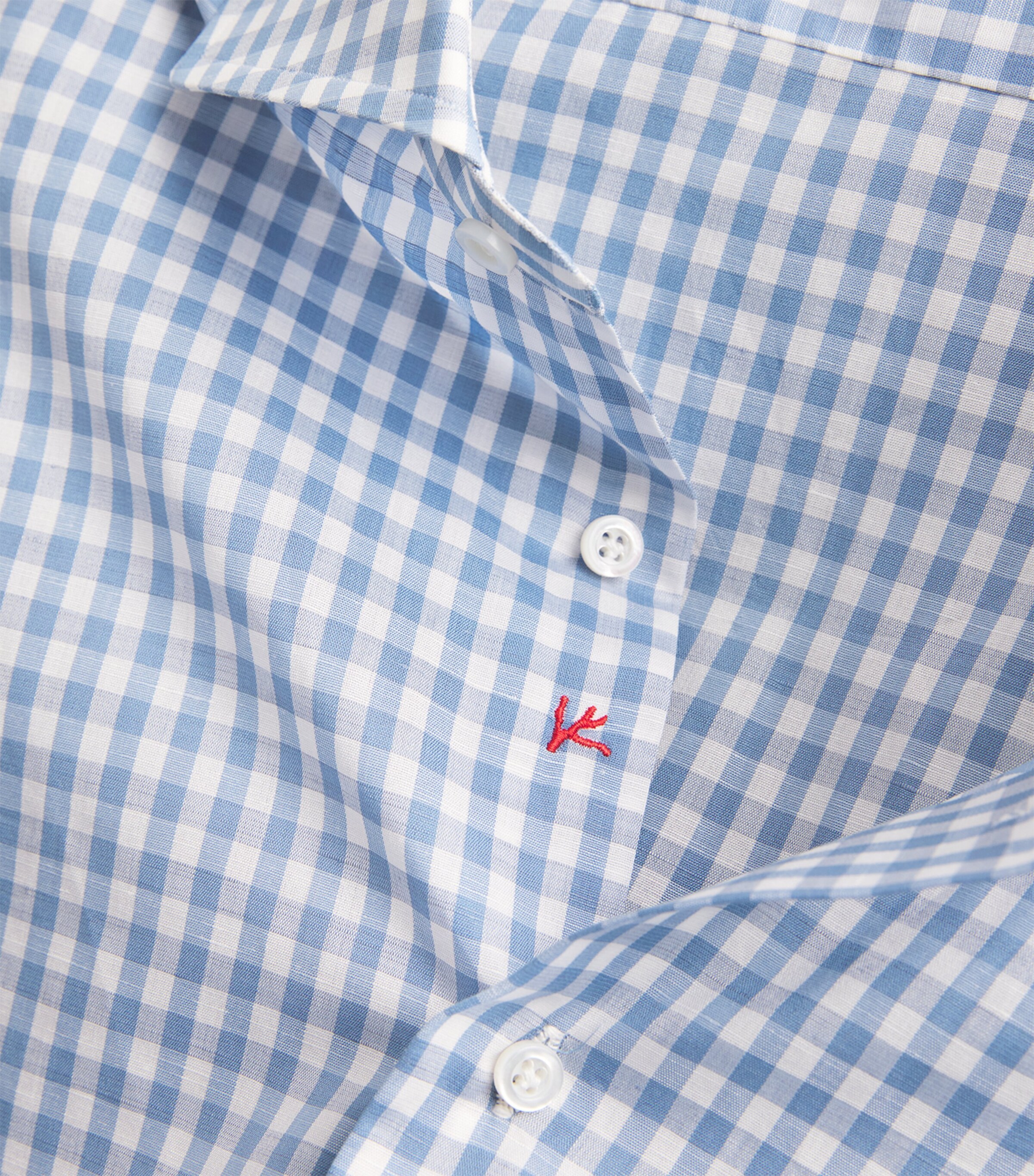 Isaia Mens Cotton-Linen Check Shirt Image 5