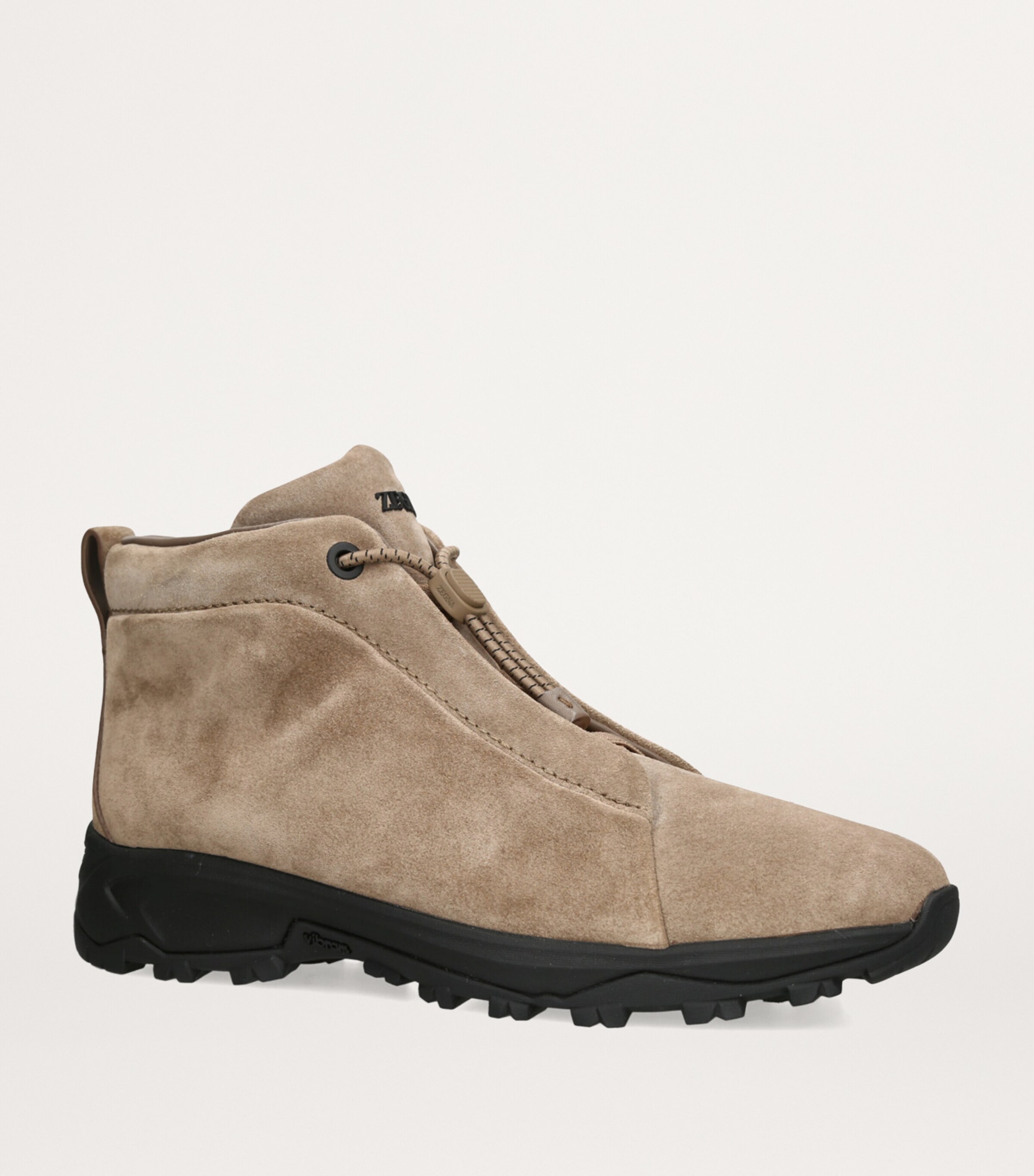 Suede Triple Stitch High-Top Sneakers BEIGE Image 4