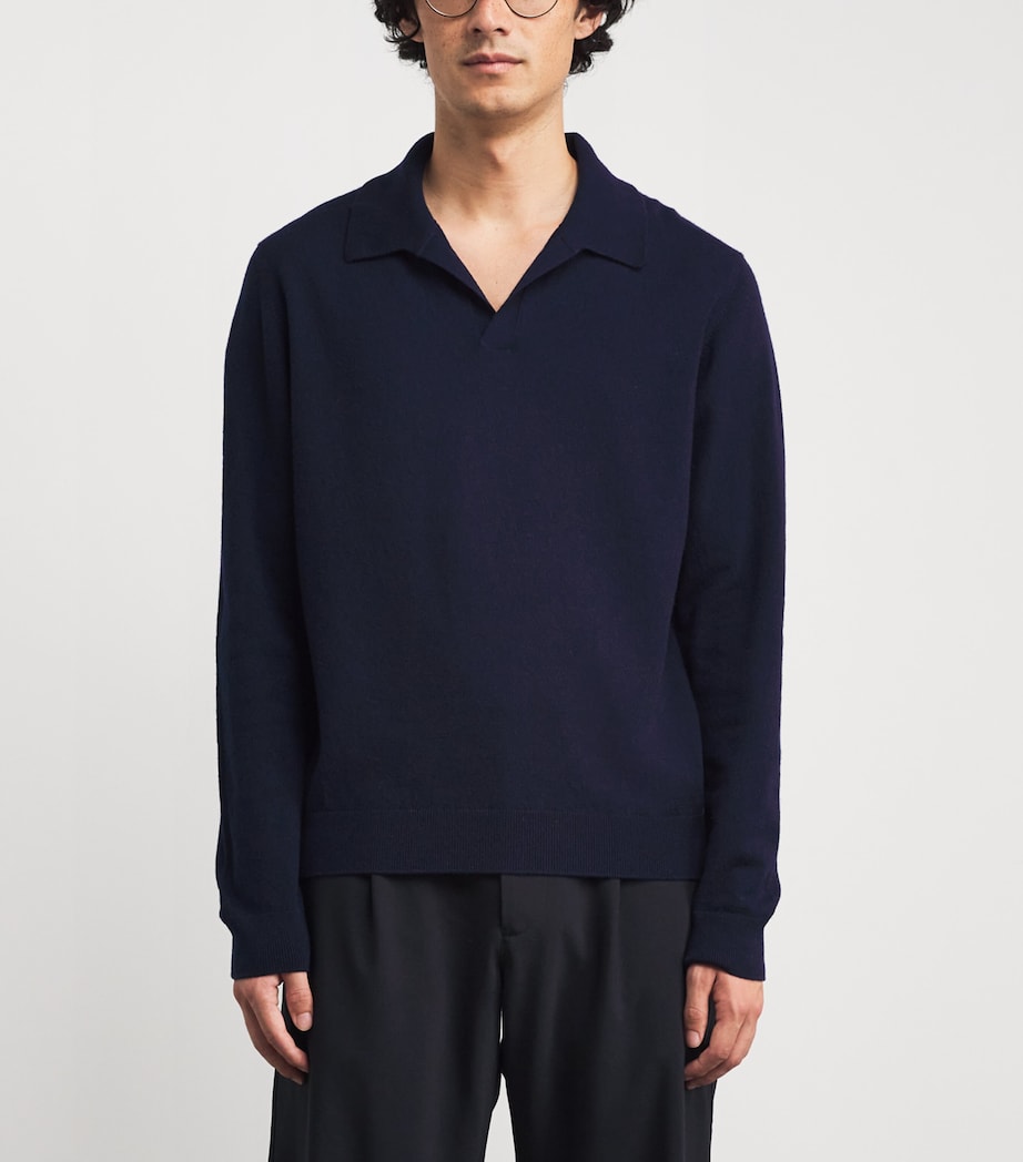 Cashmere Polo Sweater T&D NAVY Image 3