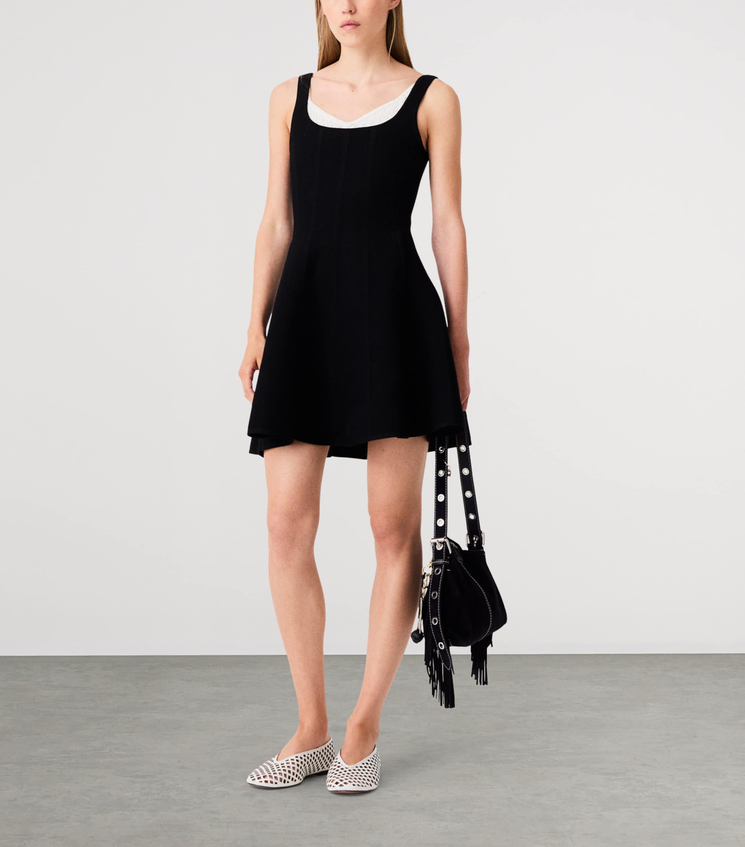 Maje Womens Layered Mini Dress Black Image 2