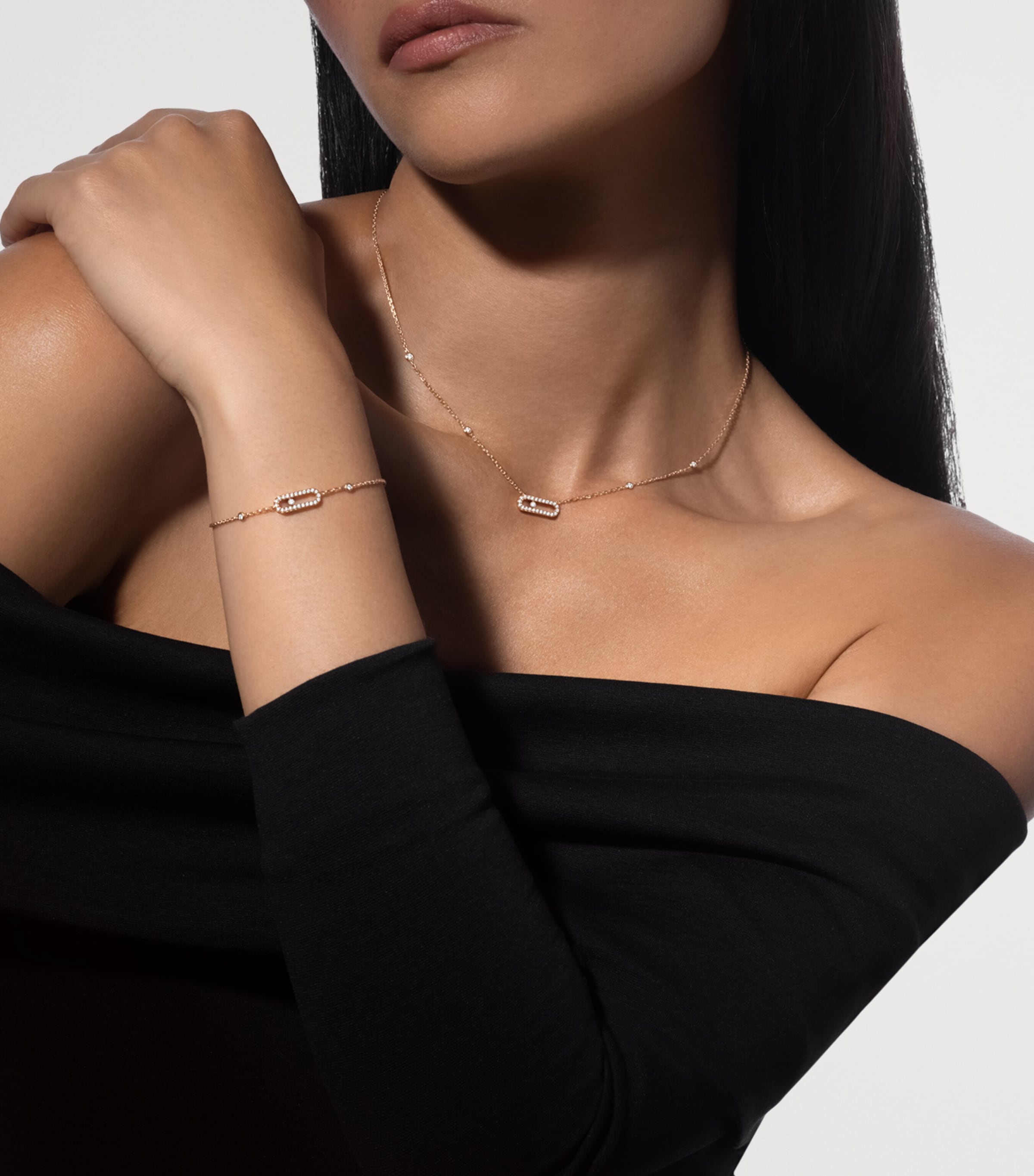 Messika Move Uno Pink Gold and Diamond Pavé Necklace Pink Gold Image 2