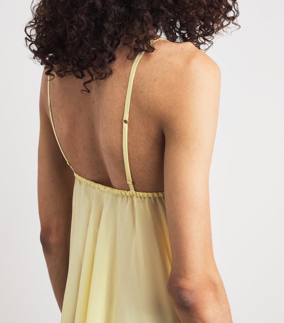 Rosamosario Womens Silk Lace-Trim Slip Dress Baby Yellow Image 5
