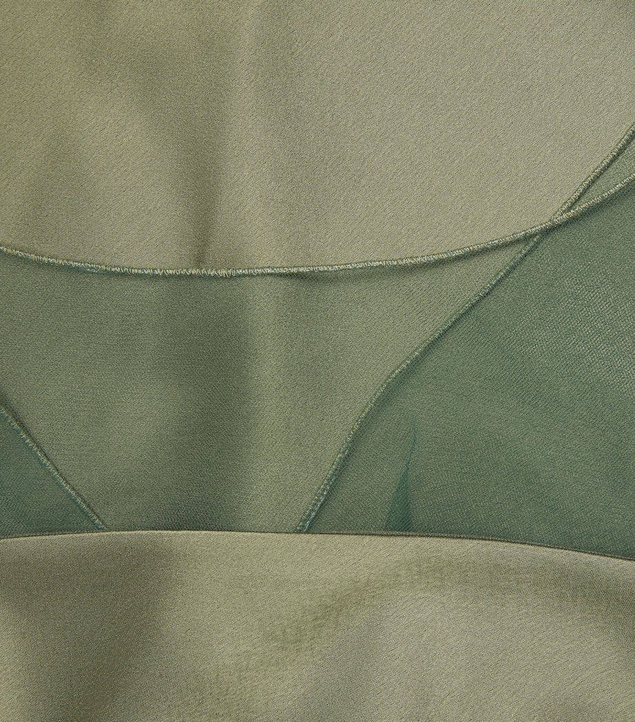 Polo Ralph Lauren Womens Satin Sheer-Panel Maxi Dress Mountain Green Image 6