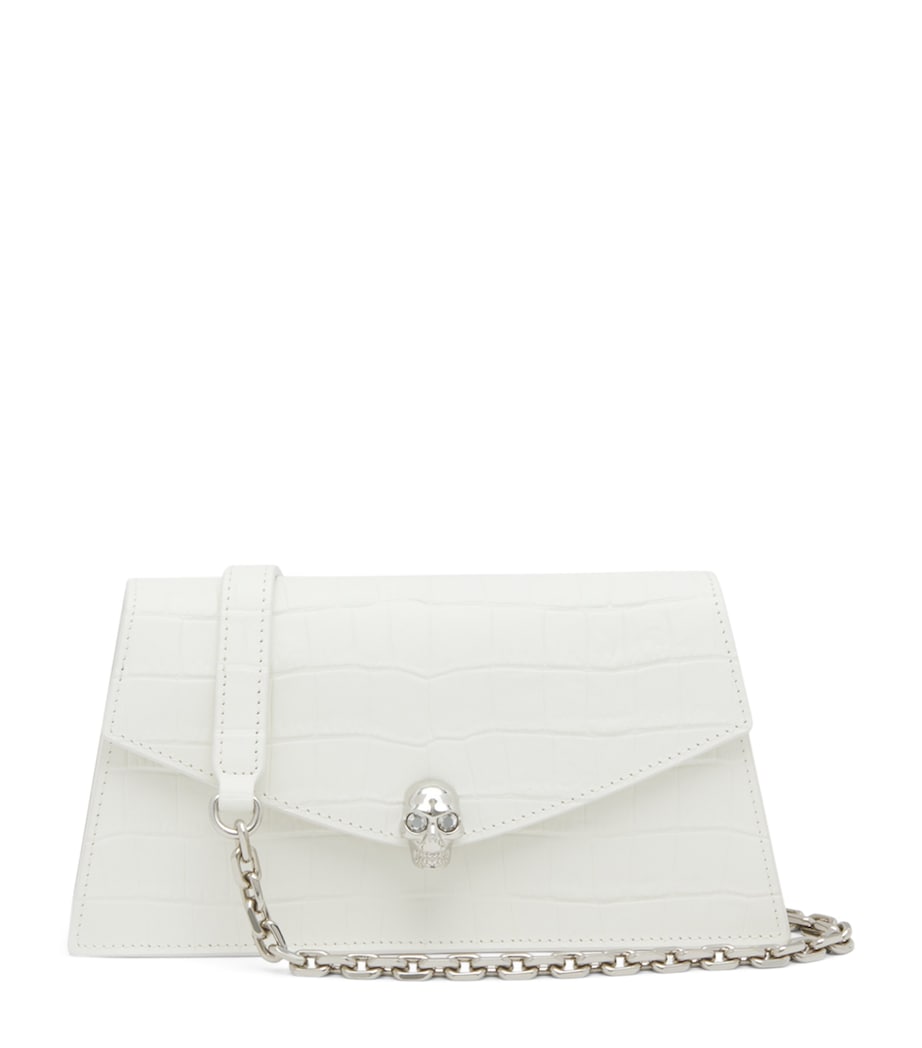McQueen Mini Croc-Embossed Skull Shoulder Bag Image 1