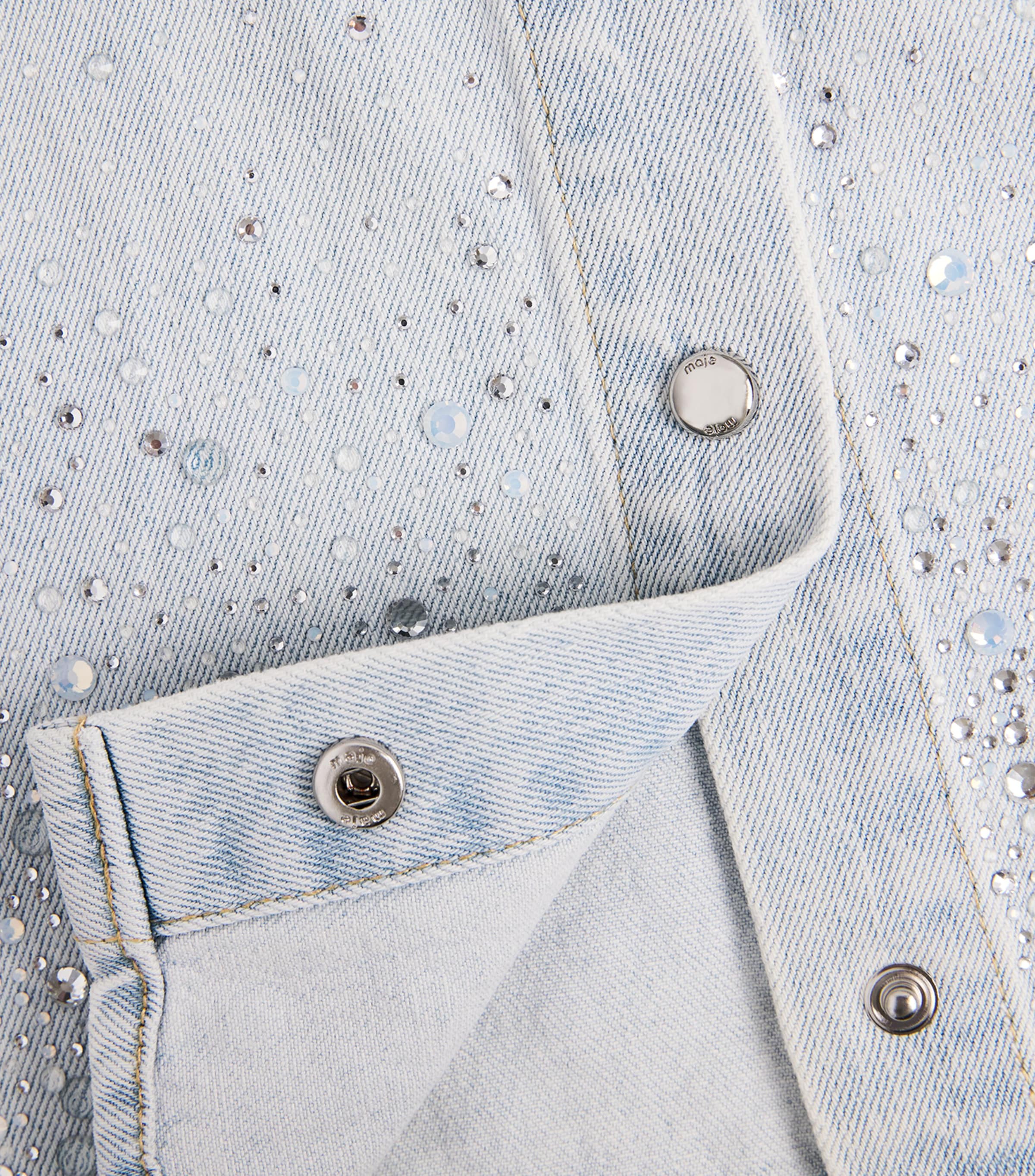 Maje Womens Embellished Denim Shirt Blue Sky Image 6