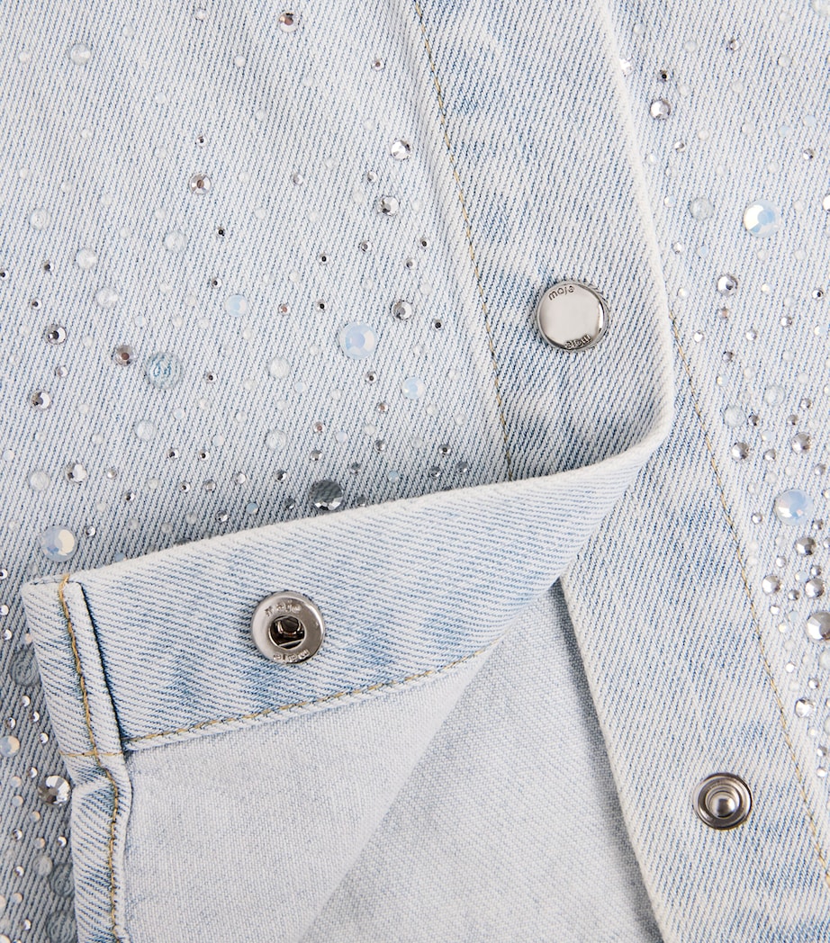 Maje Womens Embellished Denim Shirt Blue Sky Image 6