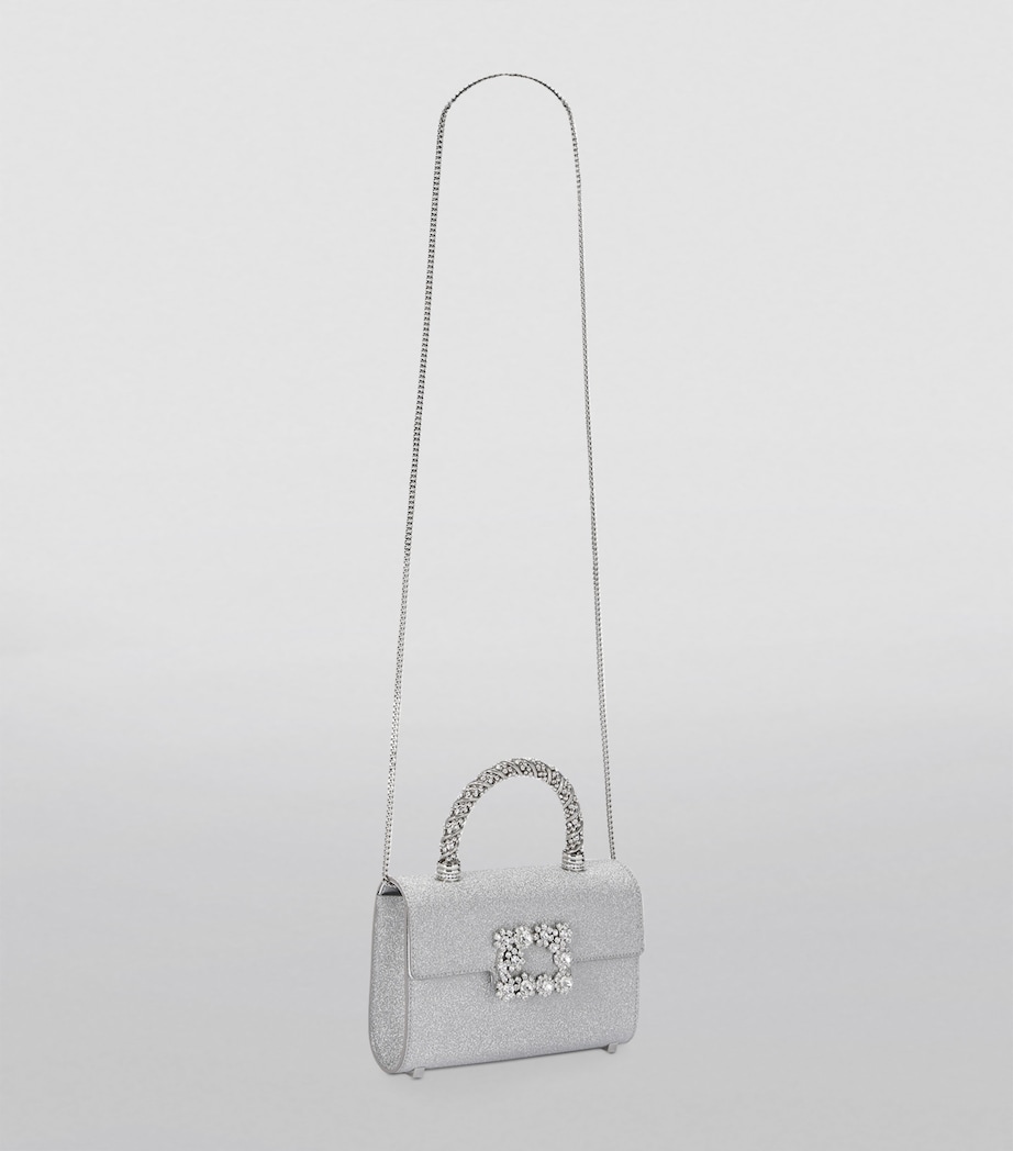 Mini Flower Jewel Envelope Top-Handle Bag SILVER Image 4